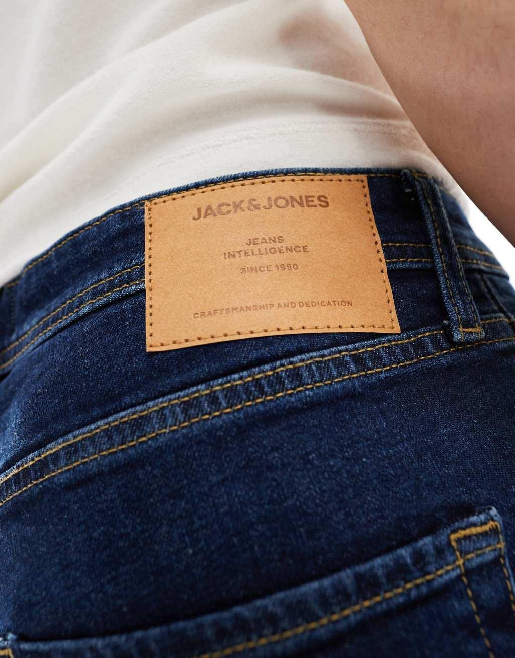 Jack & Jones relaxed fit denim shorts in dark blue Product Image