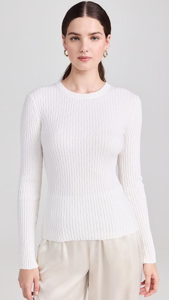 Enza Costa Pointelle Long Sleeve Crew Pullover | Shopbop Product Image