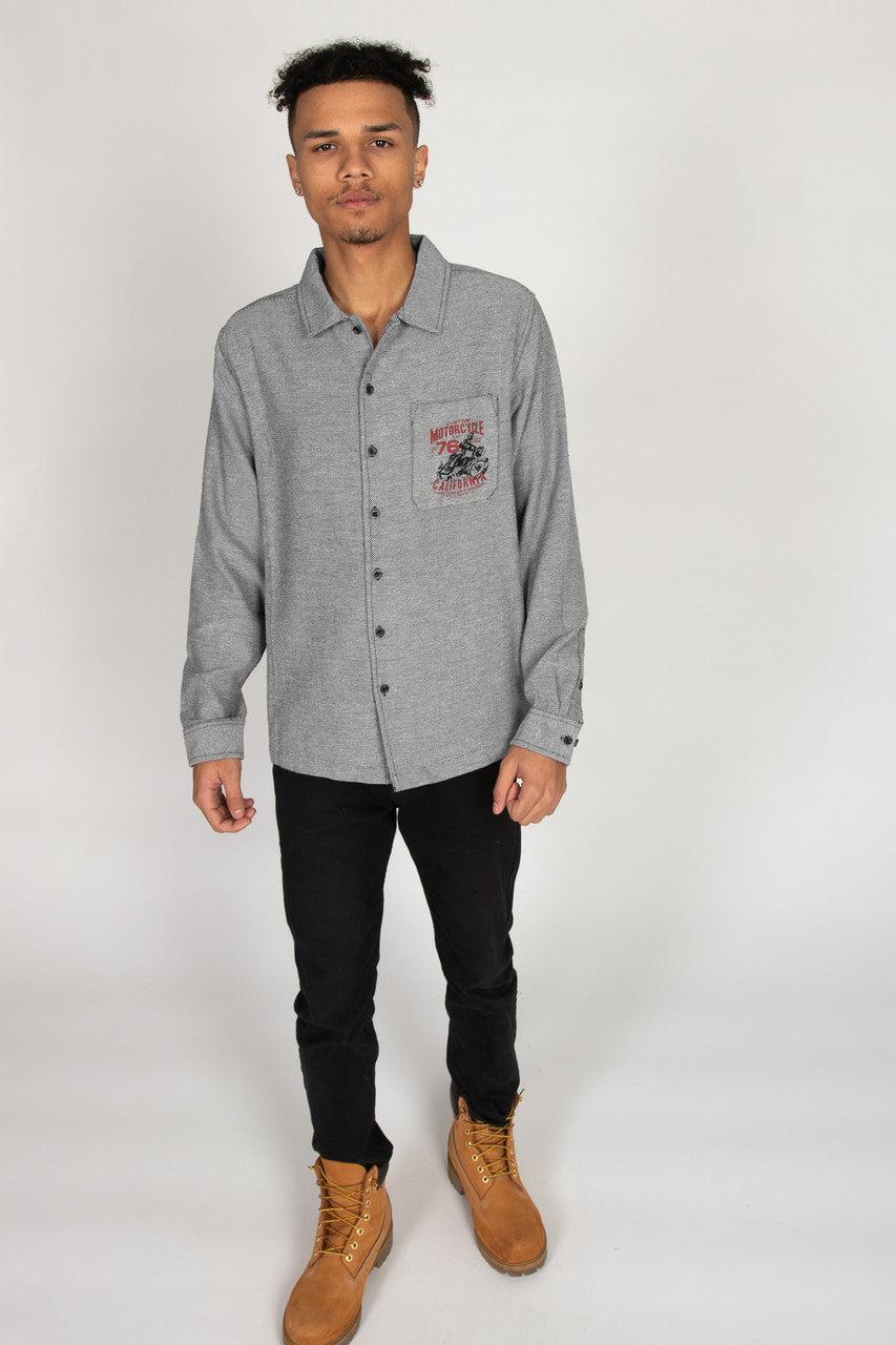Long Sleeve Motorcycle Button Up Shirt Product Image
