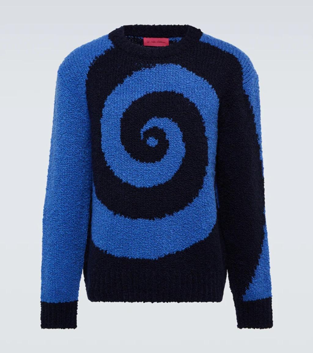 THE ELDER STATESMAN Black & Blue Swirled Sweater In Navy/blue (c219) Product Image