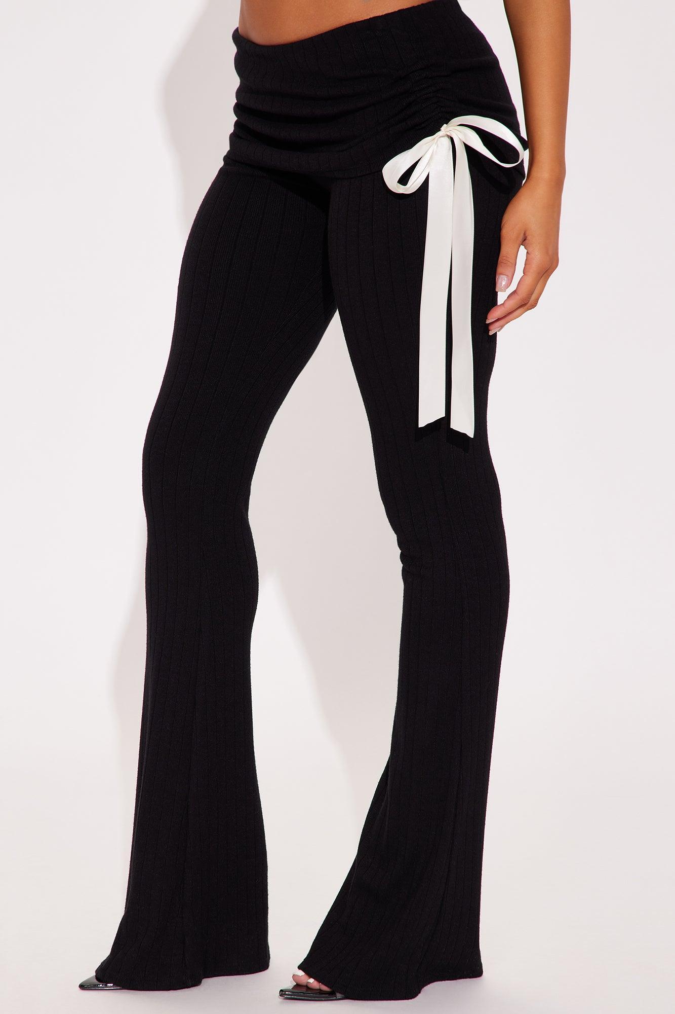 Sweet Escape Foldover Waistband Flare Pant - Black Product Image