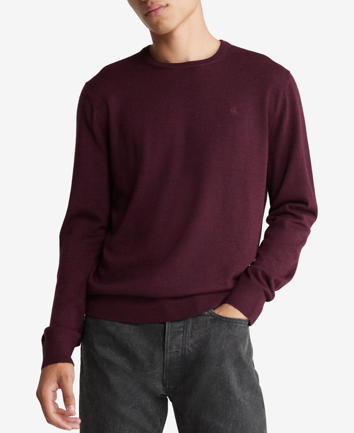Calvin Klein Men's Extra Fine Merino Blend Crewneck Sweater - Black - S Product Image