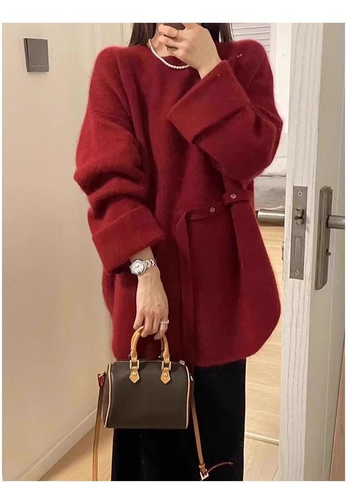 Maternity Round Neck Plain Sweater Product Image