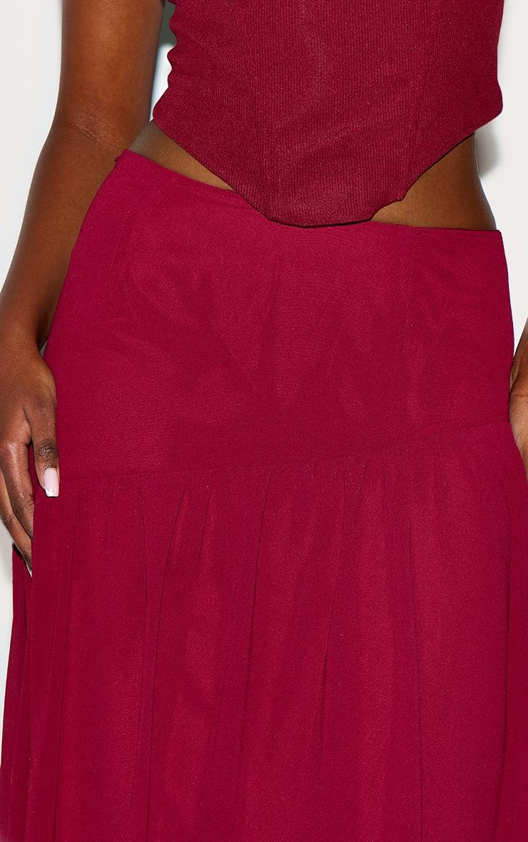 Wine Asymmetric Drop Waist Maxi Skirt Product Image