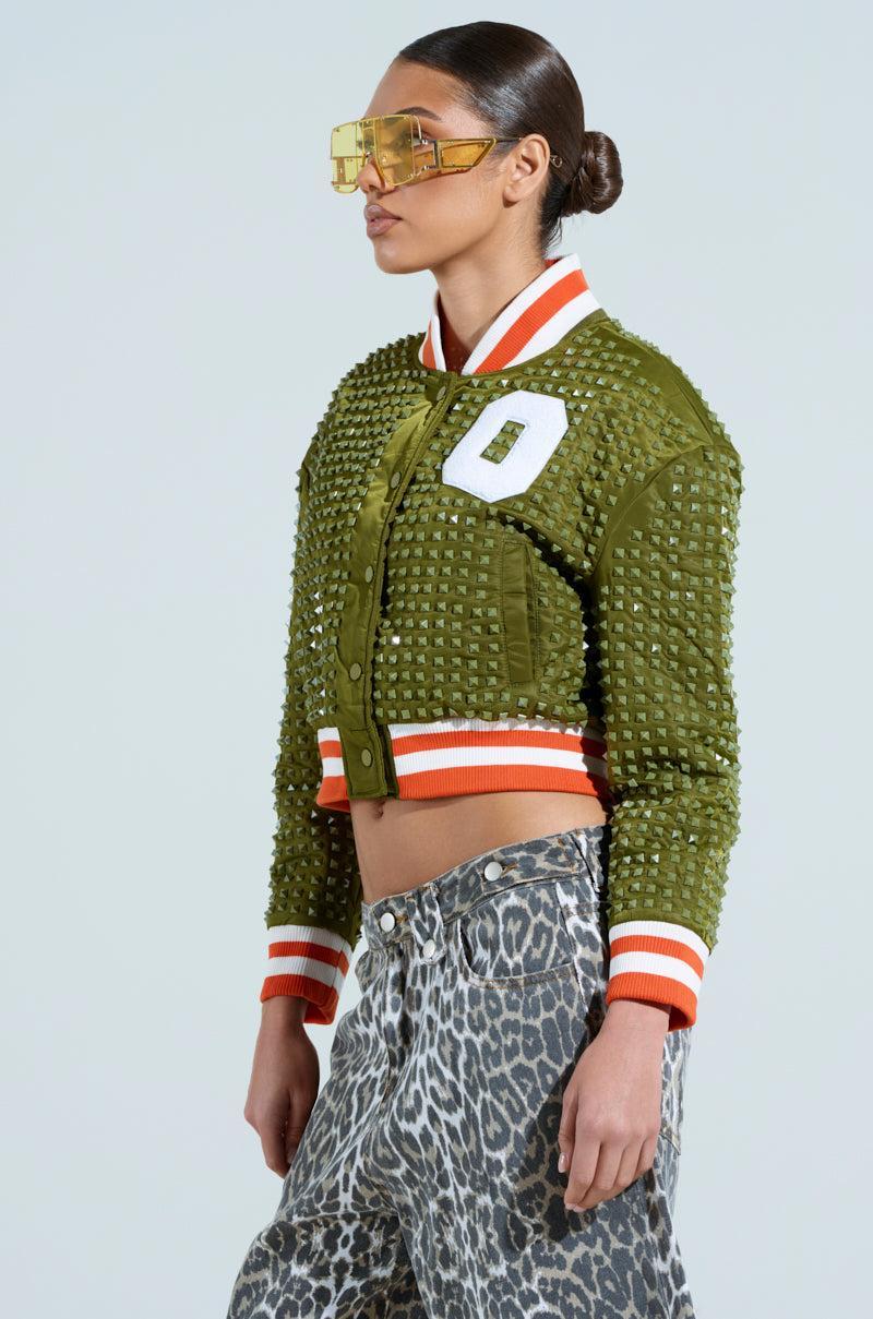 CHILL PILL STUDDED BOMBER Product Image