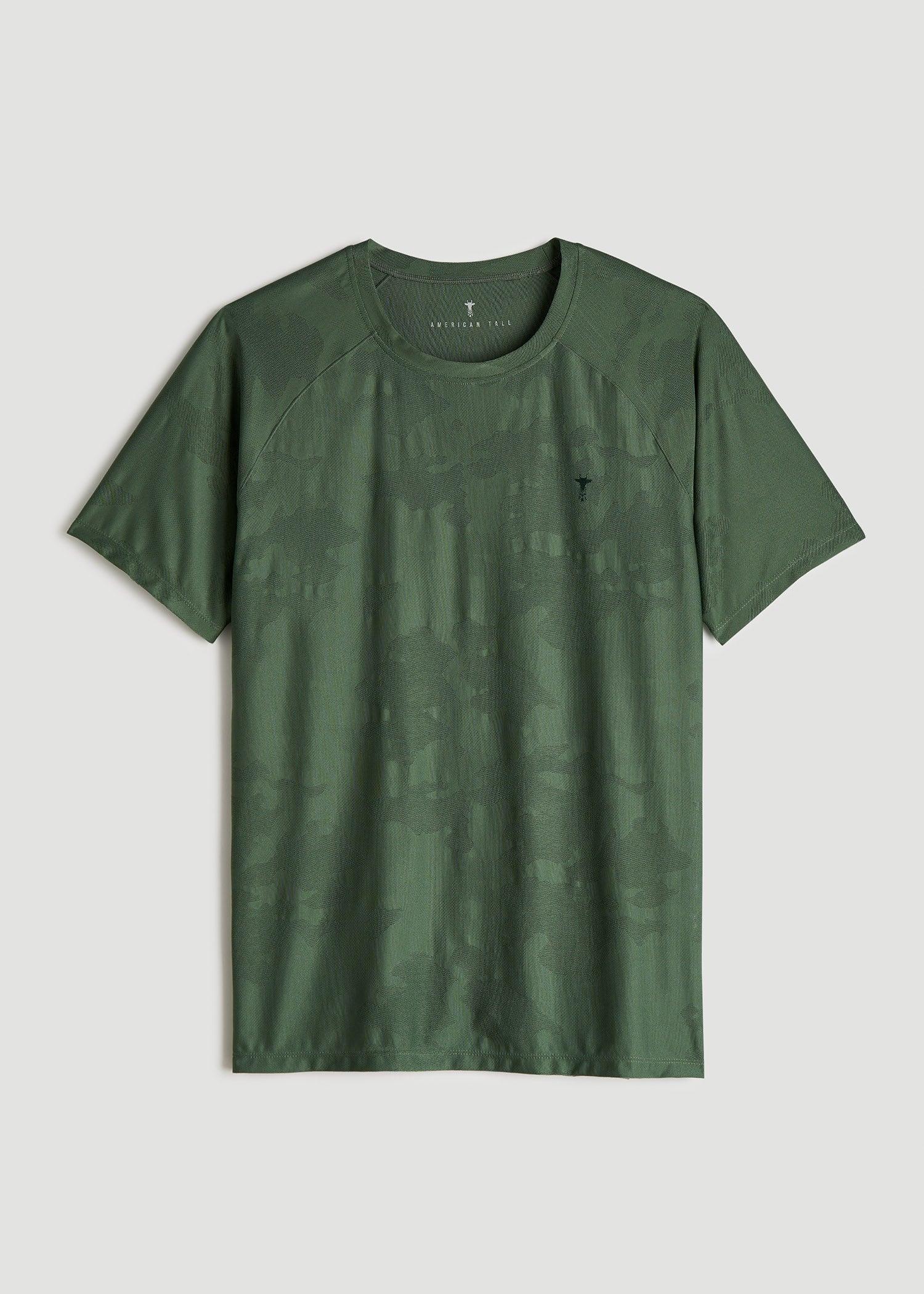 Jacquard Training T-Shirt for Tall Men in Forest Green Product Image