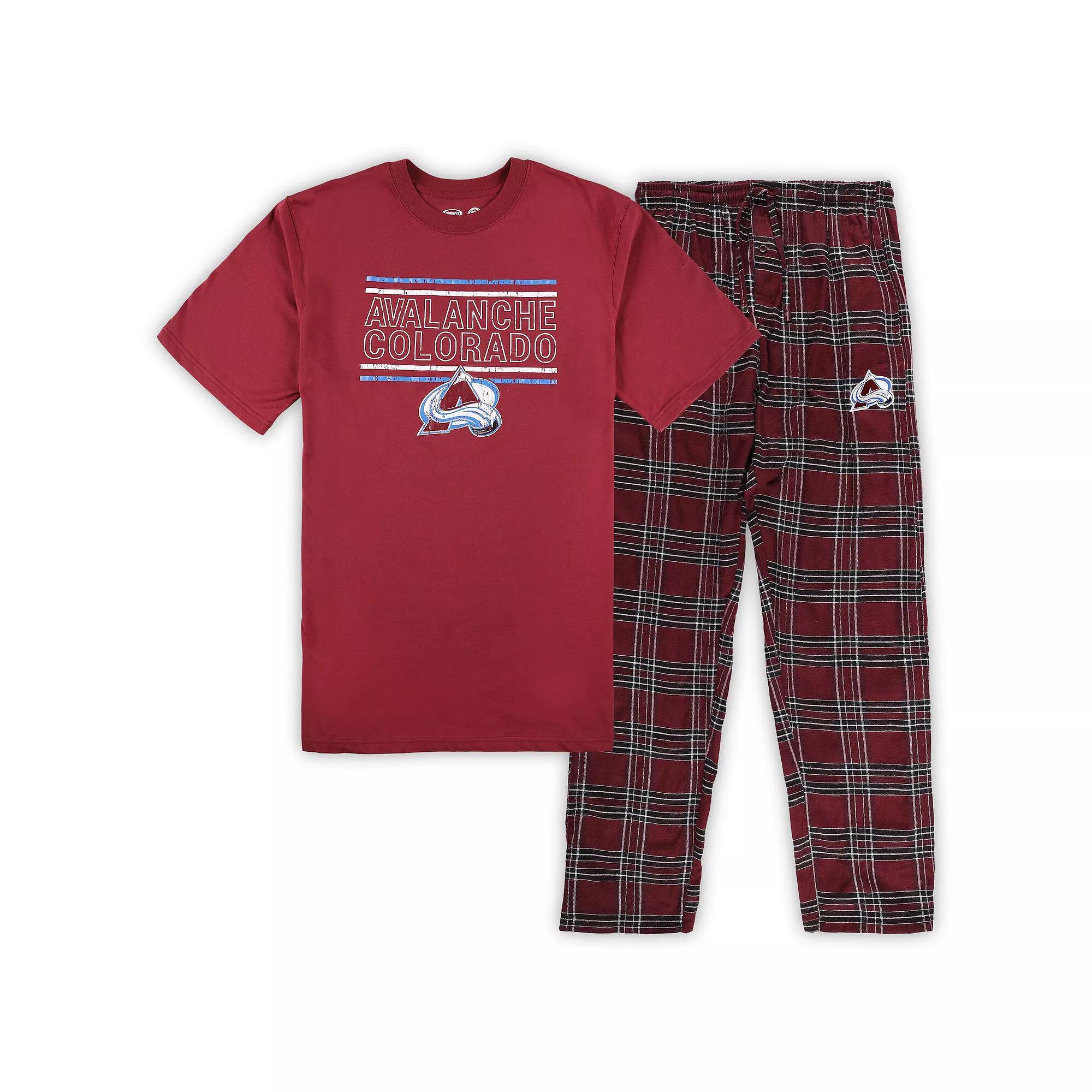 Men's Burgundy Colorado Avalanche Big & Tall T-Shirt & Pajama Pants Sleep Set, Size: 4XB, Blue Product Image