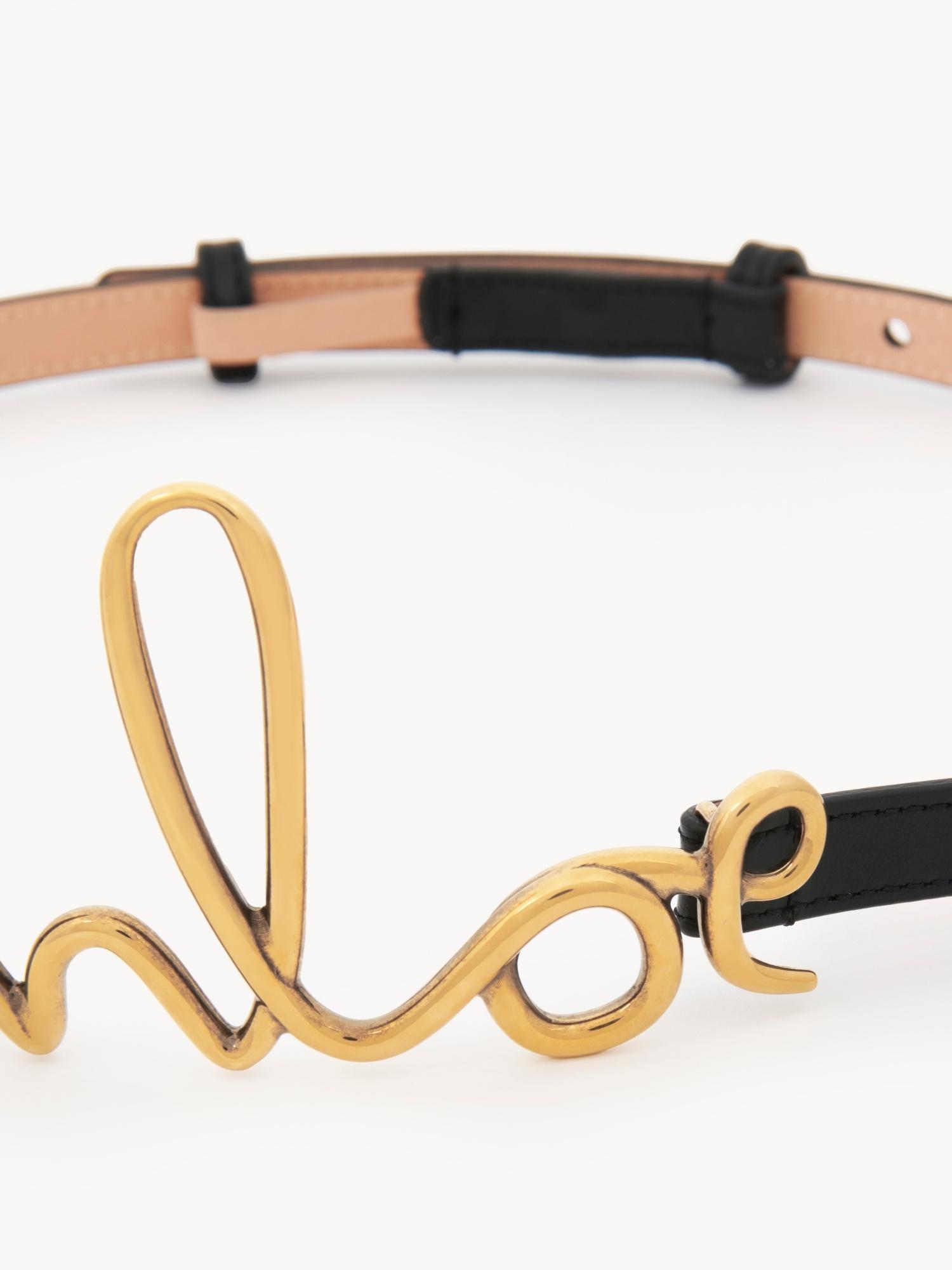 CHLOÉ Iconic Leather Belt Gold-tone Hardware In Black Product Image