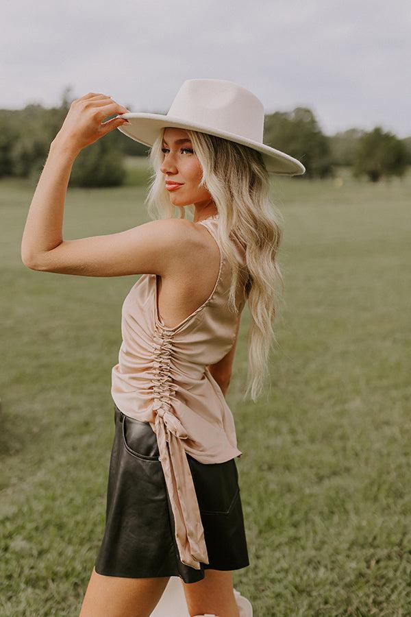 Renegade Ruched Satin Top In Iced Latte Product Image