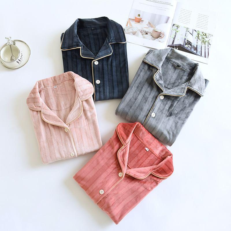 Couple Matching Striped Pajama Set Product Image