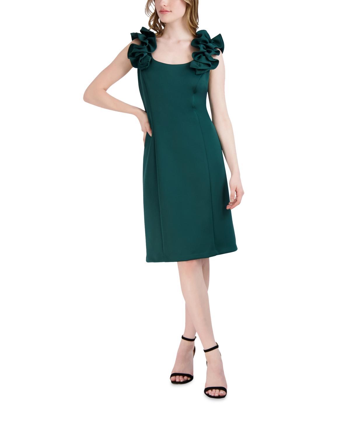 Donna Ricco Womens Ruffled-Shoulder Sleeveless Dress Product Image