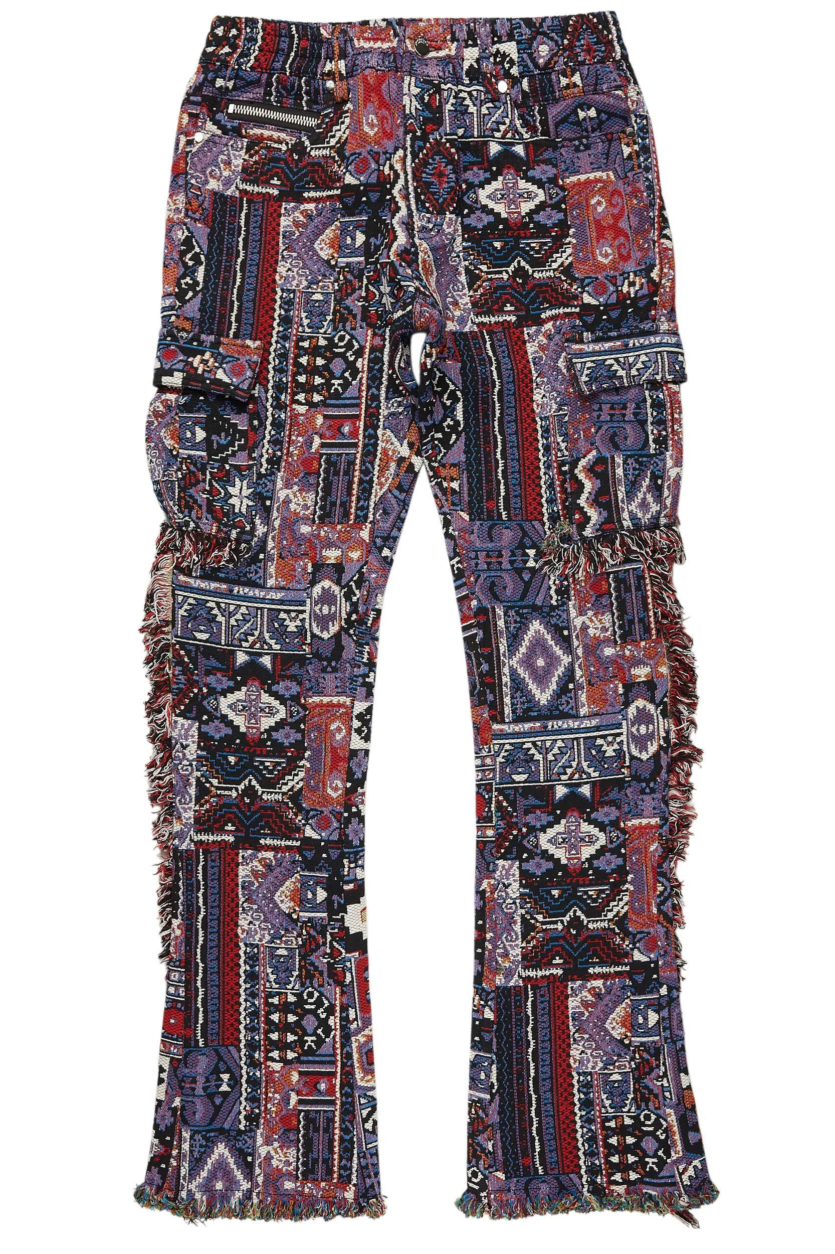 Ayami Purple Slim Tapestry Flare Jean Male Product Image