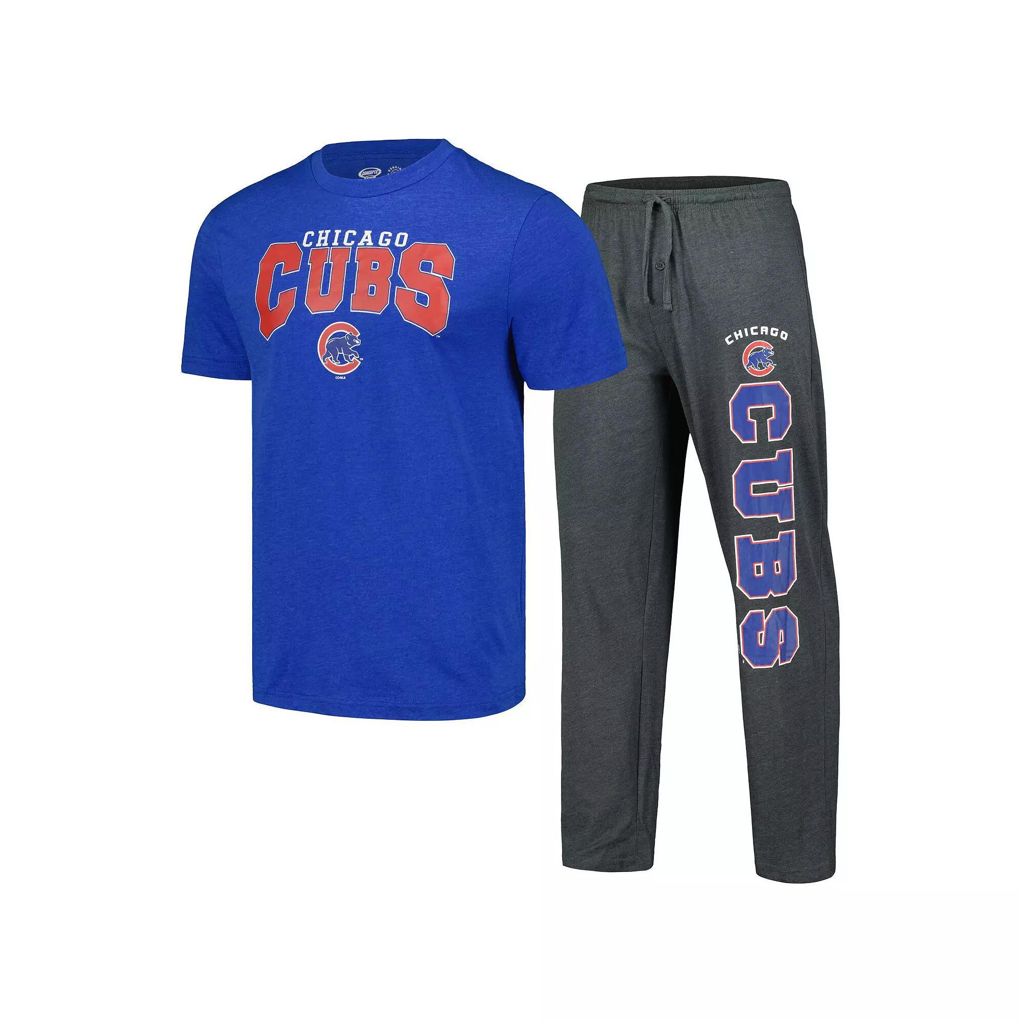 Mens Concepts Sport Charcoal/Royal Chicago Cubs Meter T-Shirt & Pants Sleep Set Product Image