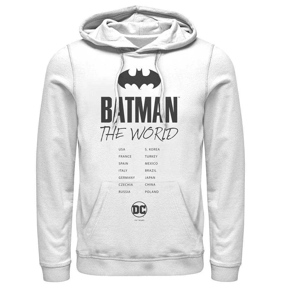 Men's Batman: The World White Bat Logo Stamp Hoodie, Boy's, Size: Medium Product Image