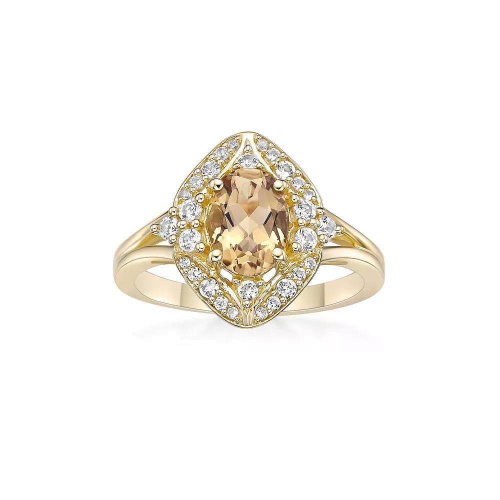 Gemminded 2 Micron Citrine & Lab-Created White Sapphire Ring, Women's, Size: 5, Gold Tone Product Image
