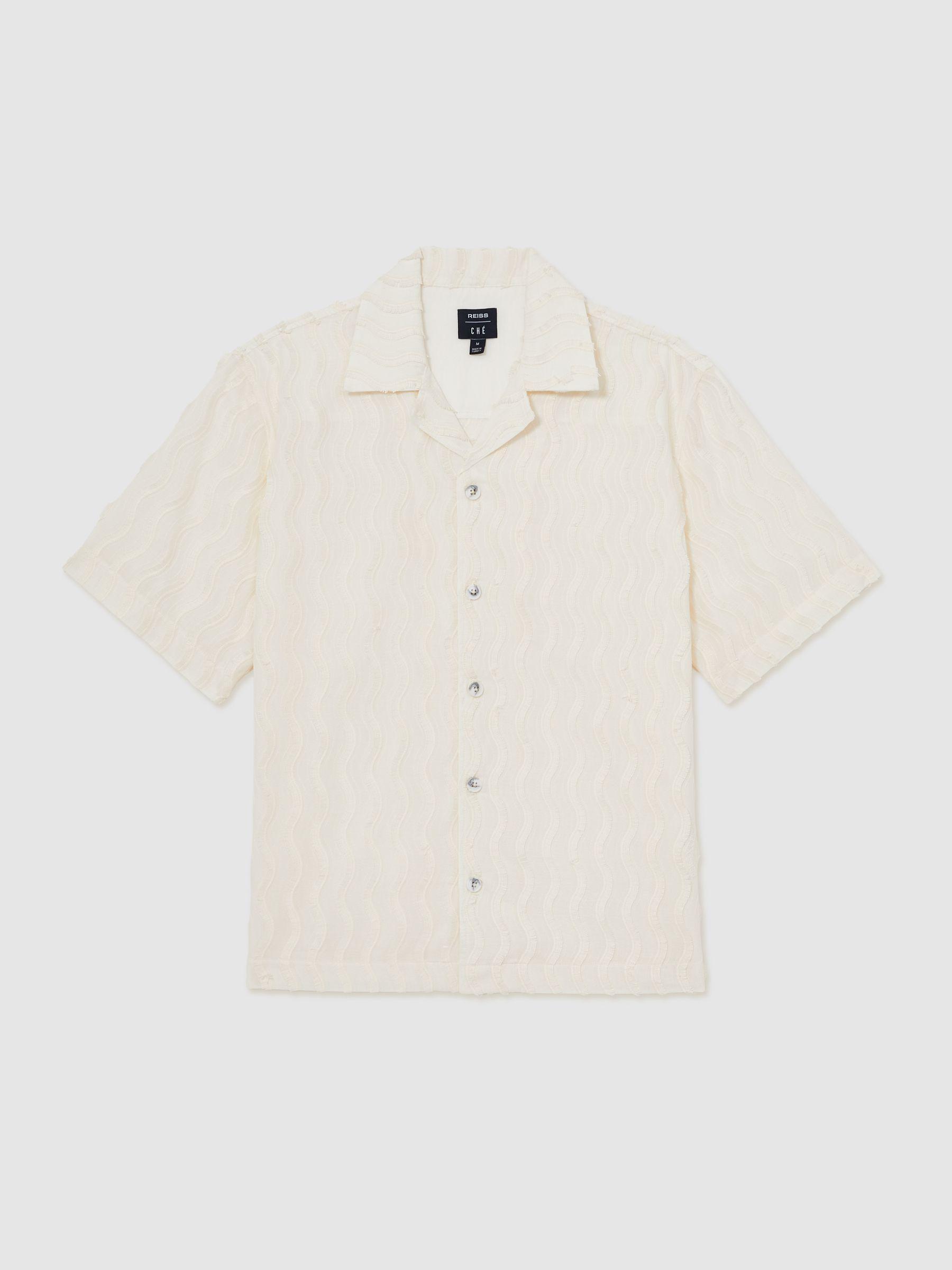 Reiss | Ché Fringed-Wave Shirt in Off White Product Image