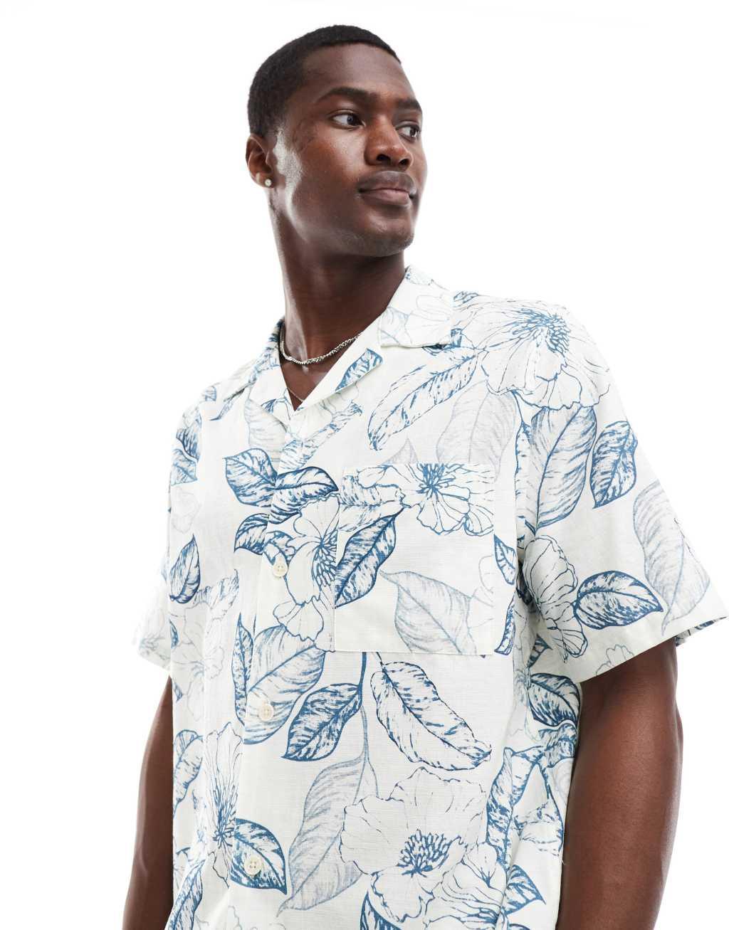 ASOS DESIGN relaxed revere shirt with vintage tropical floral print  Product Image