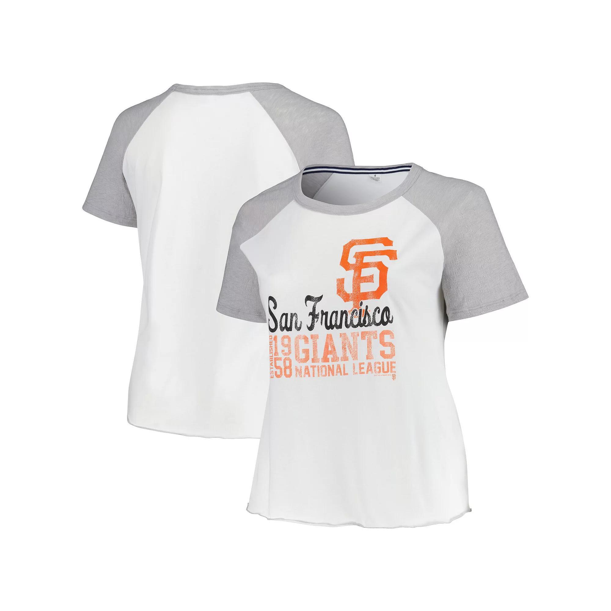 Women's Soft as a Grape White San Francisco Giants Plus Size Baseball Raglan T-Shirt, Size: 2XL Product Image
