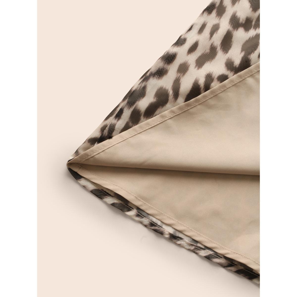 Plus Size Leopard Print Mesh Cami Dress LightBrown Women At the Office See through V-neck Sleeveless Curvy BloomChic 28/5X Product Image