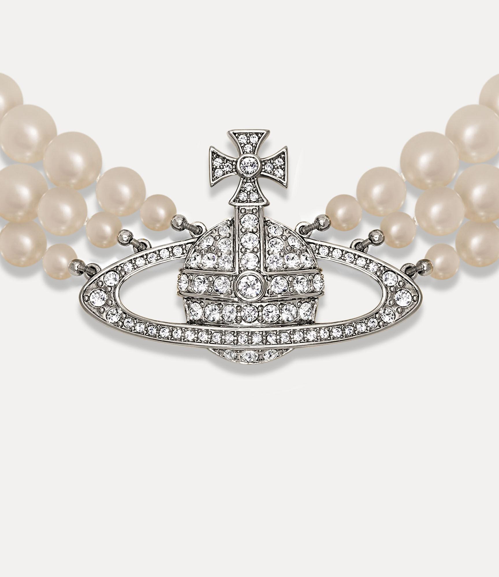 Three Row Pearl Bas Relief Choker Product Image