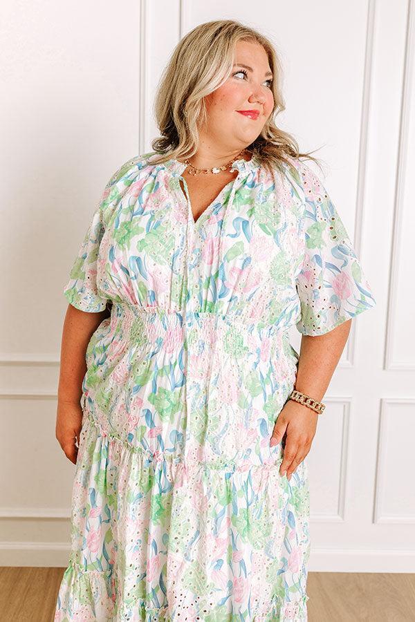 Picking Tulips Floral Eyelet Midi Dress Curves Product Image