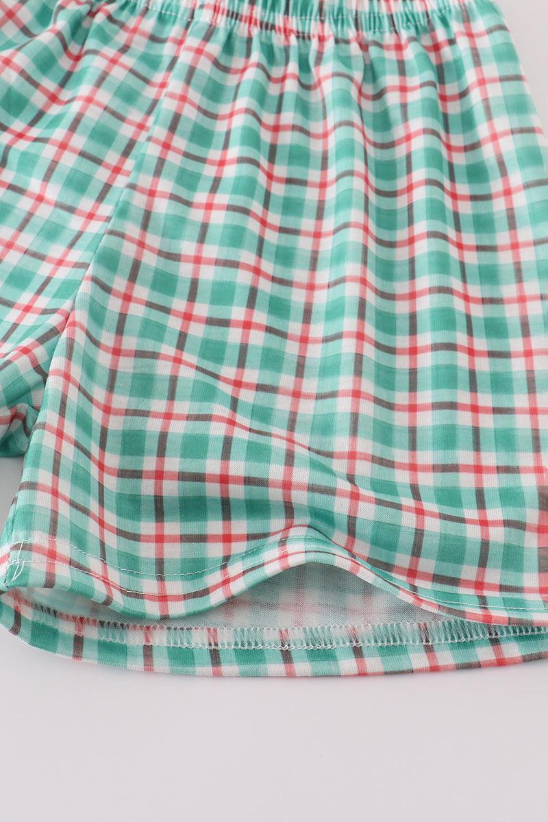 Blue apple french knot shorts set Product Image