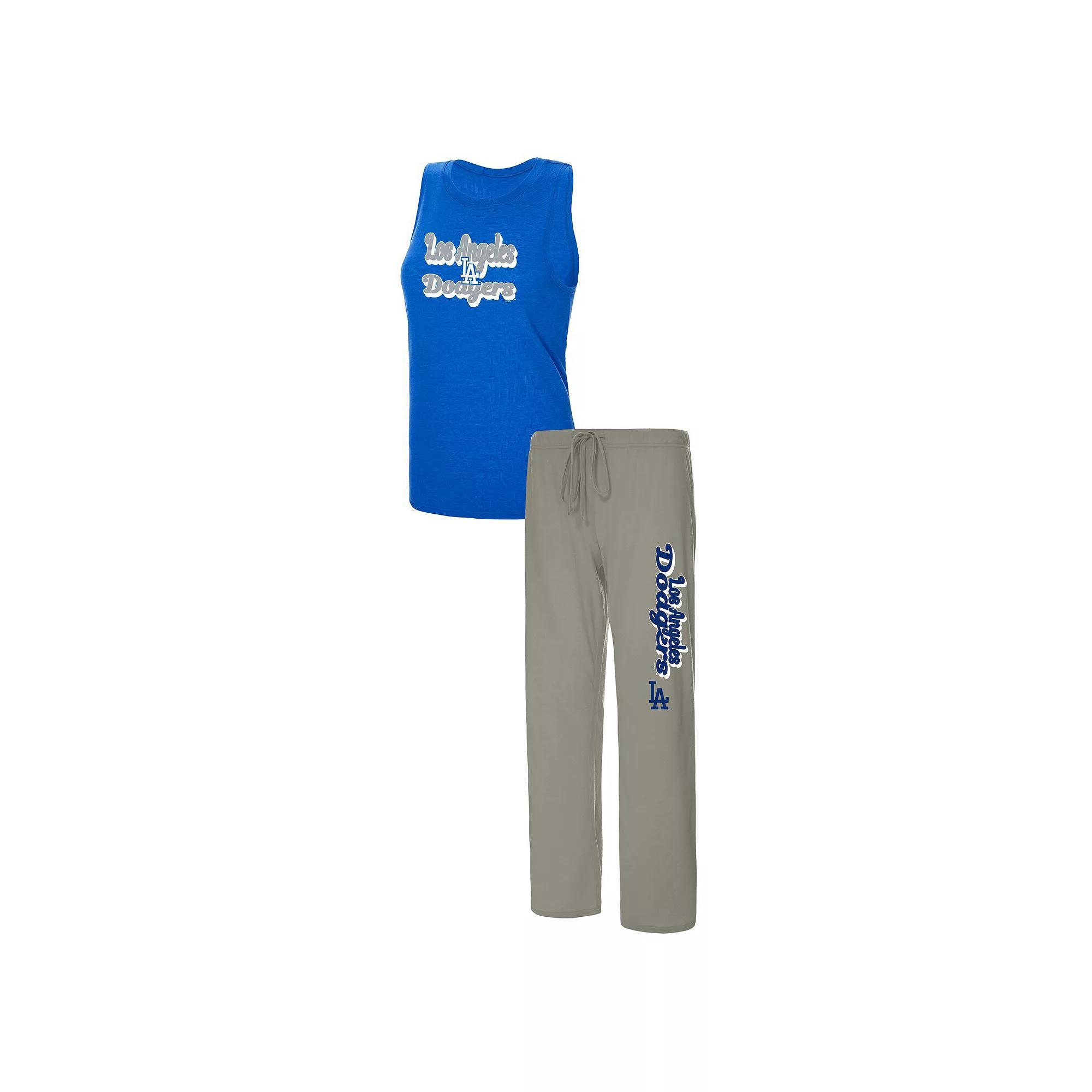 Women's Concepts Sport Gray/Royal Los Angeles Dodgers Wordmark Meter Muscle Tank Top & Pants Sleep Set, Size: 3XL, Grey Product Image