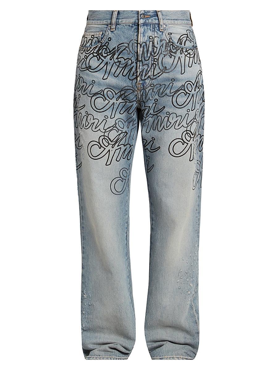 Mens Script Logo Straight-Leg Jeans Product Image