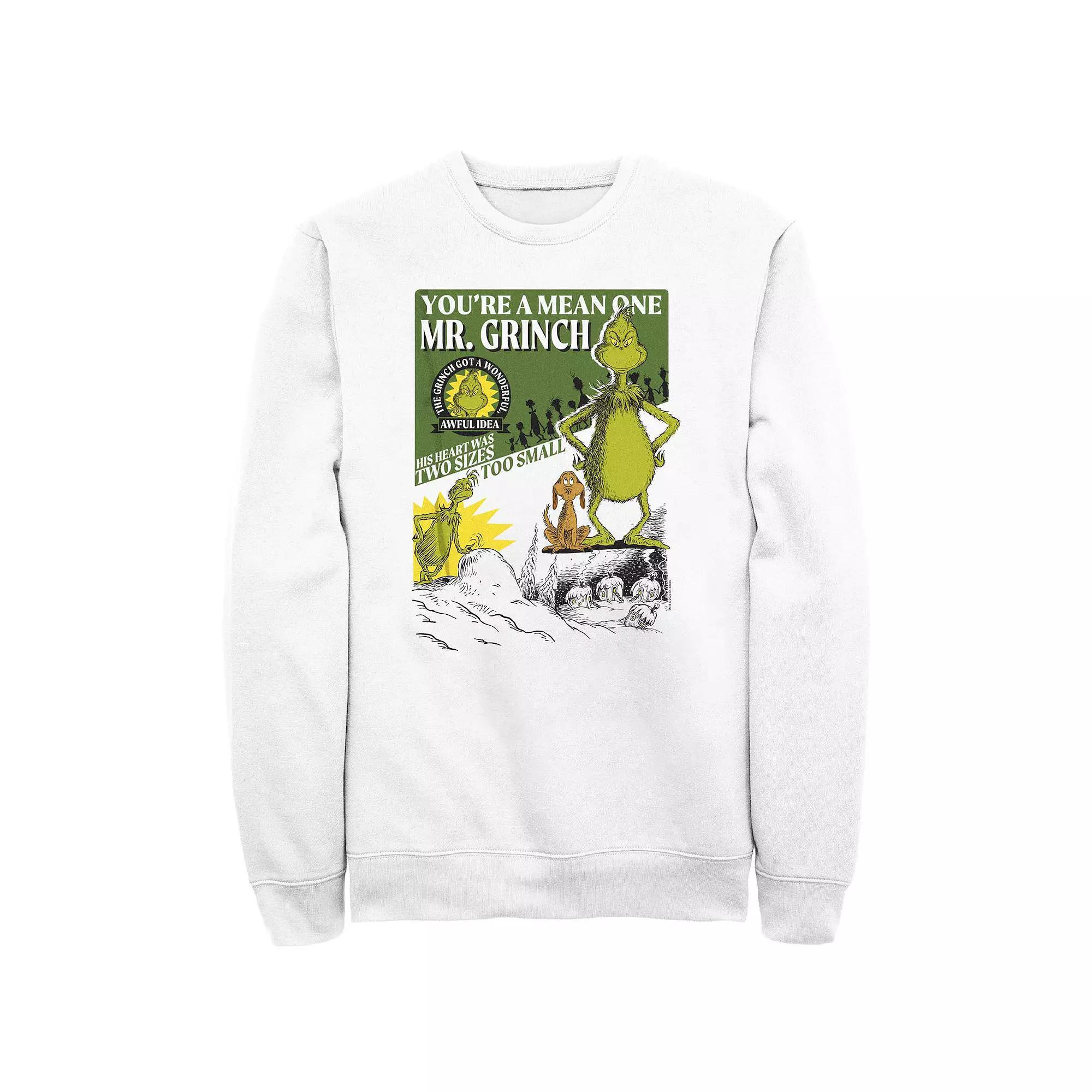 Men's Dr. Seuss Mr. Grinch A Mean One Graphic Fleece, Size: XL, White Product Image