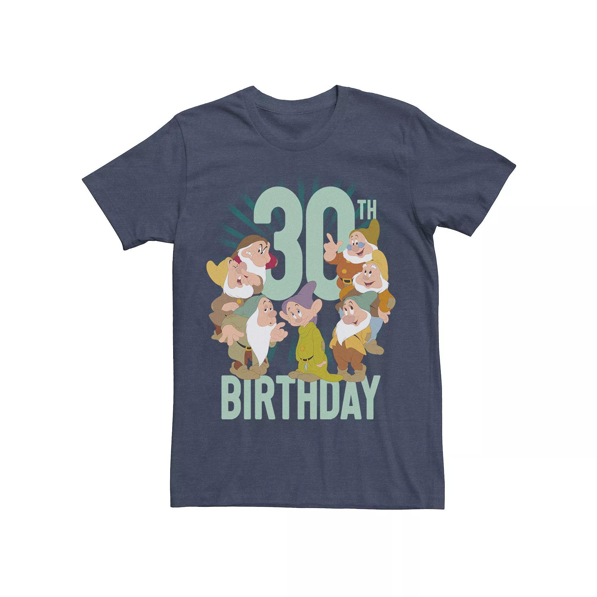 Disney's Snow White Dwarfs Group Shot Men's 30th Birthday Tee, Size: Medium, Navy Grey Product Image