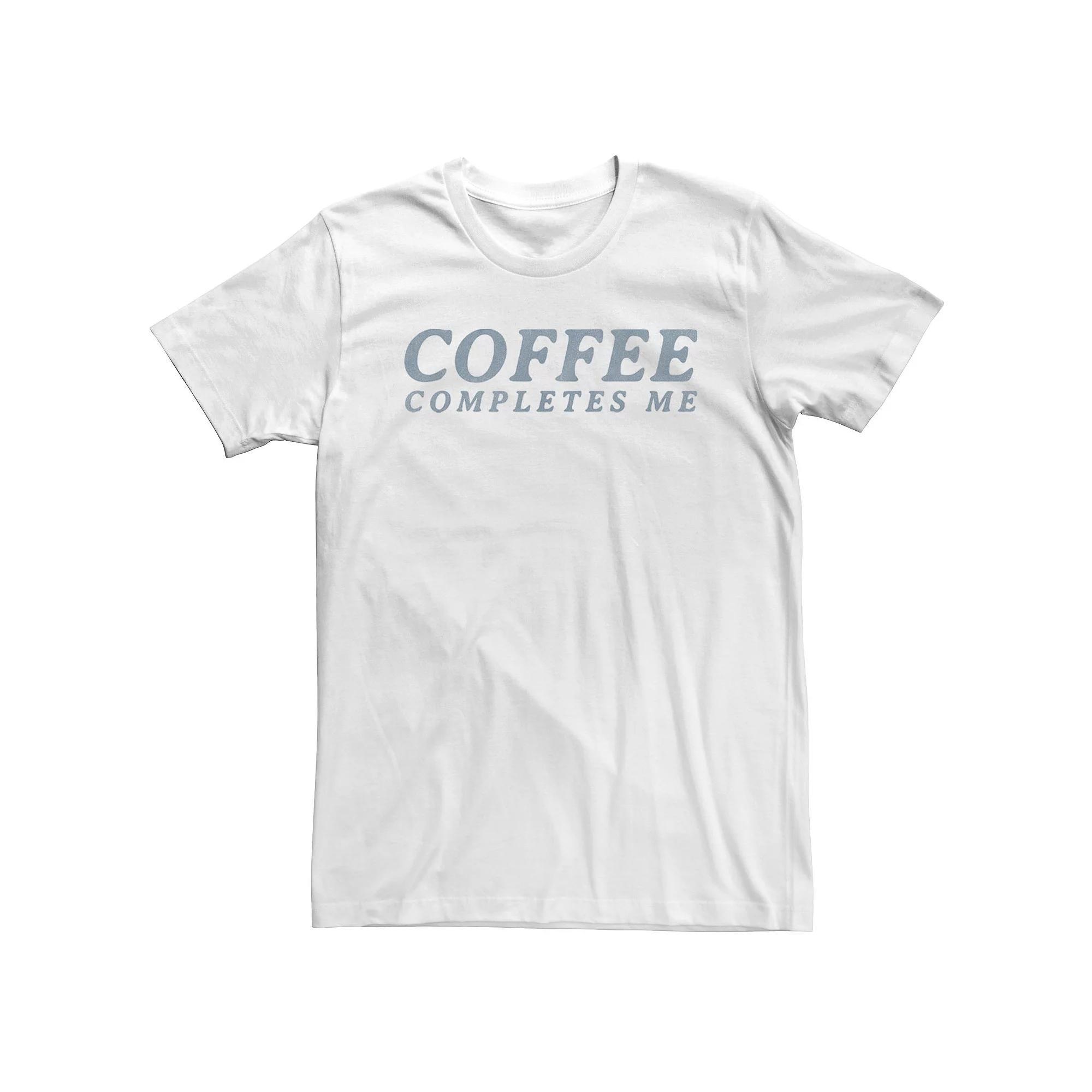 Big & Tall Trendy "Coffee Completes Me" Tee, Men's, Size: 3XL, White Product Image