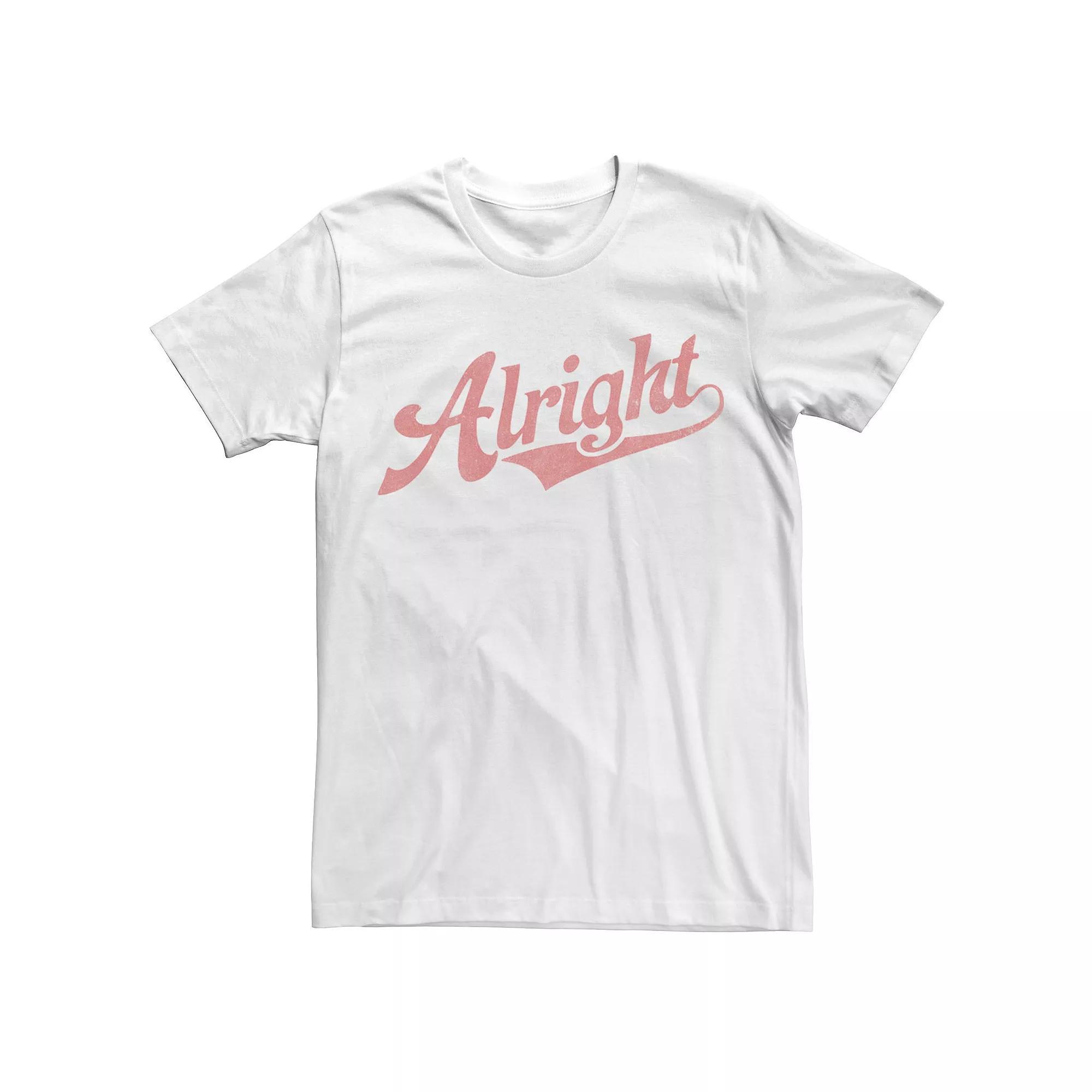 Men's Alright Baseball Style Font Tee, Size: 3XL, White Product Image