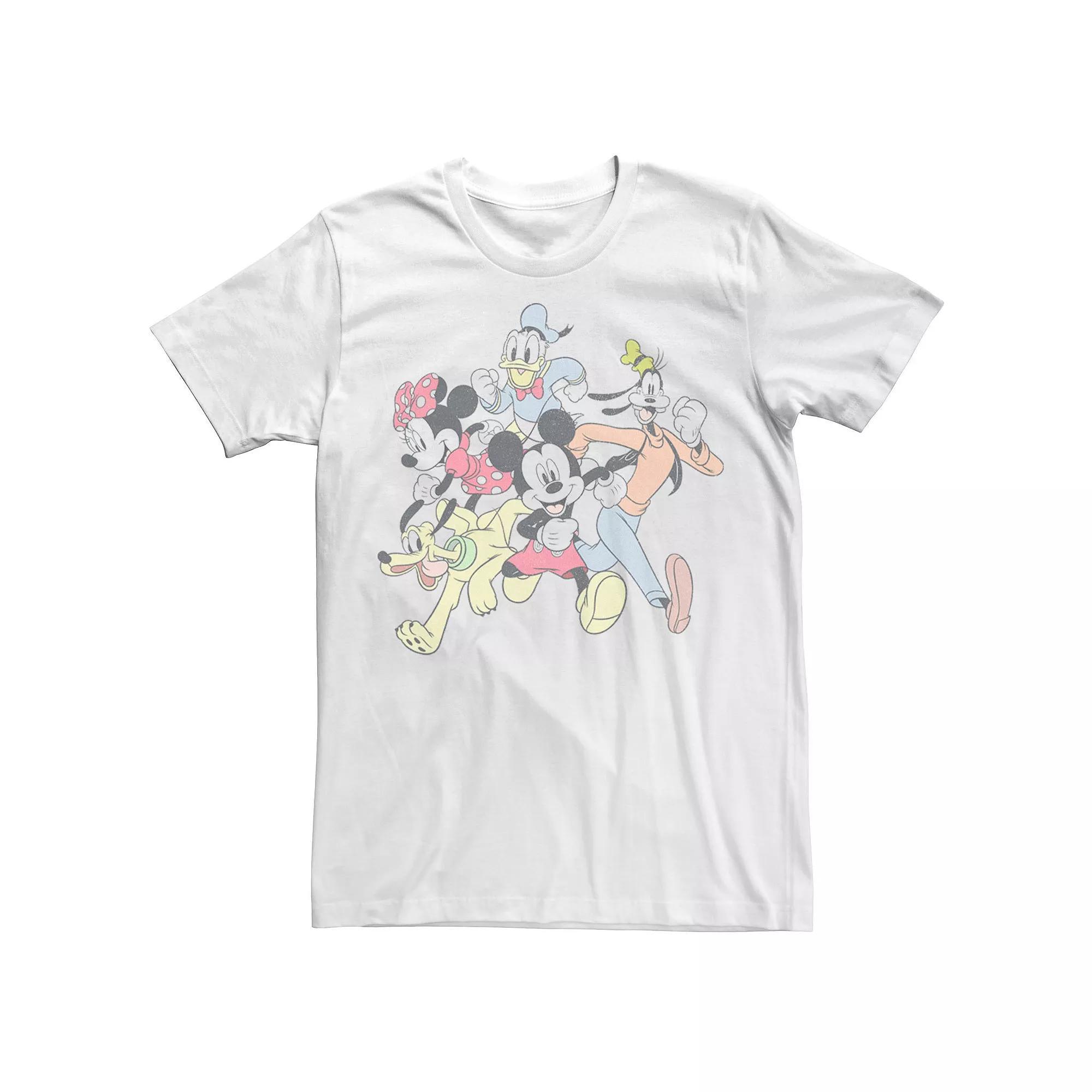 Disney's Mickey & Friends Group Shot Running Portrait Men's Tee, Size: XL, White Product Image