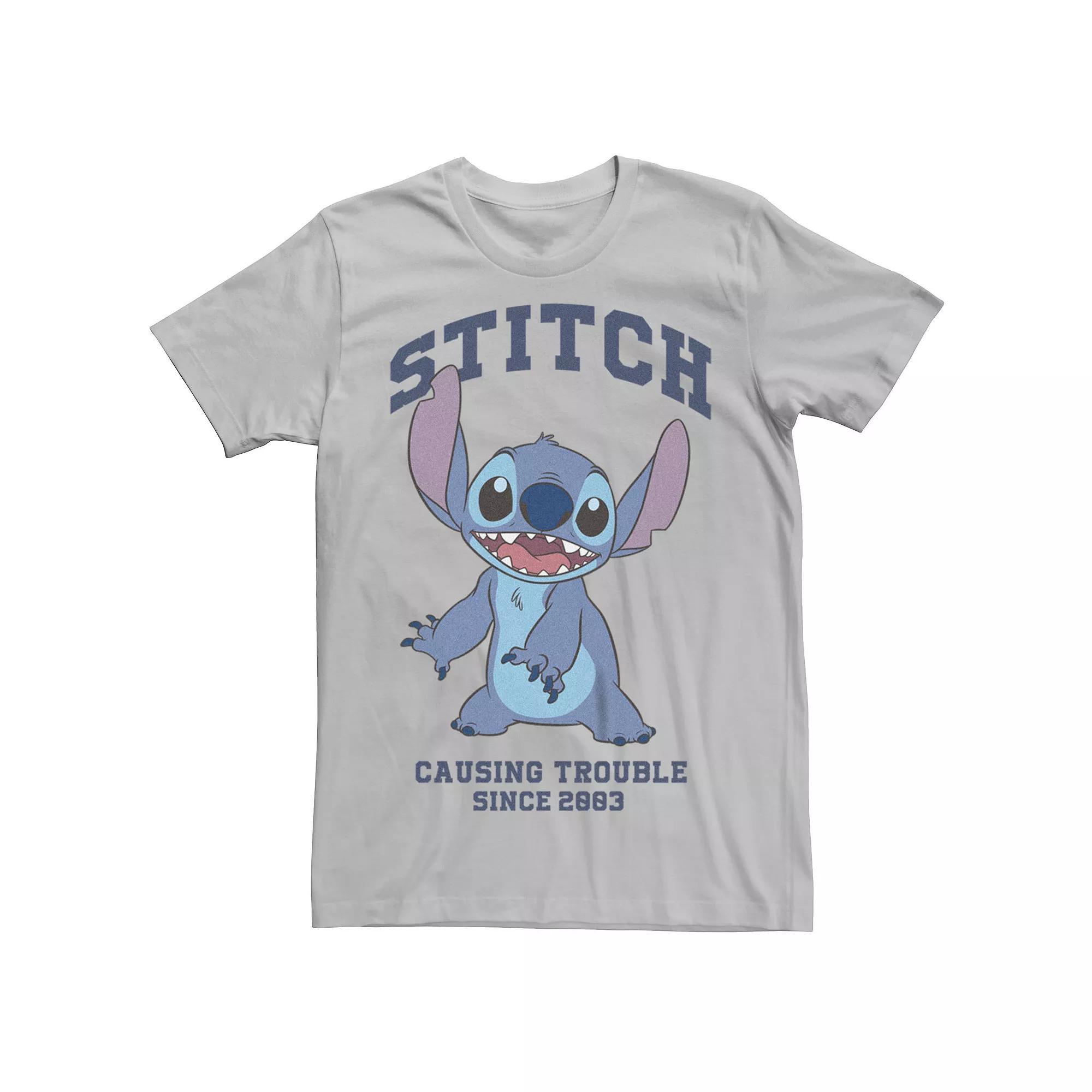 Disney's Lilo & Stitch Men's Causing Trouble Since 2003 Tee, Size: Small, Silver Product Image
