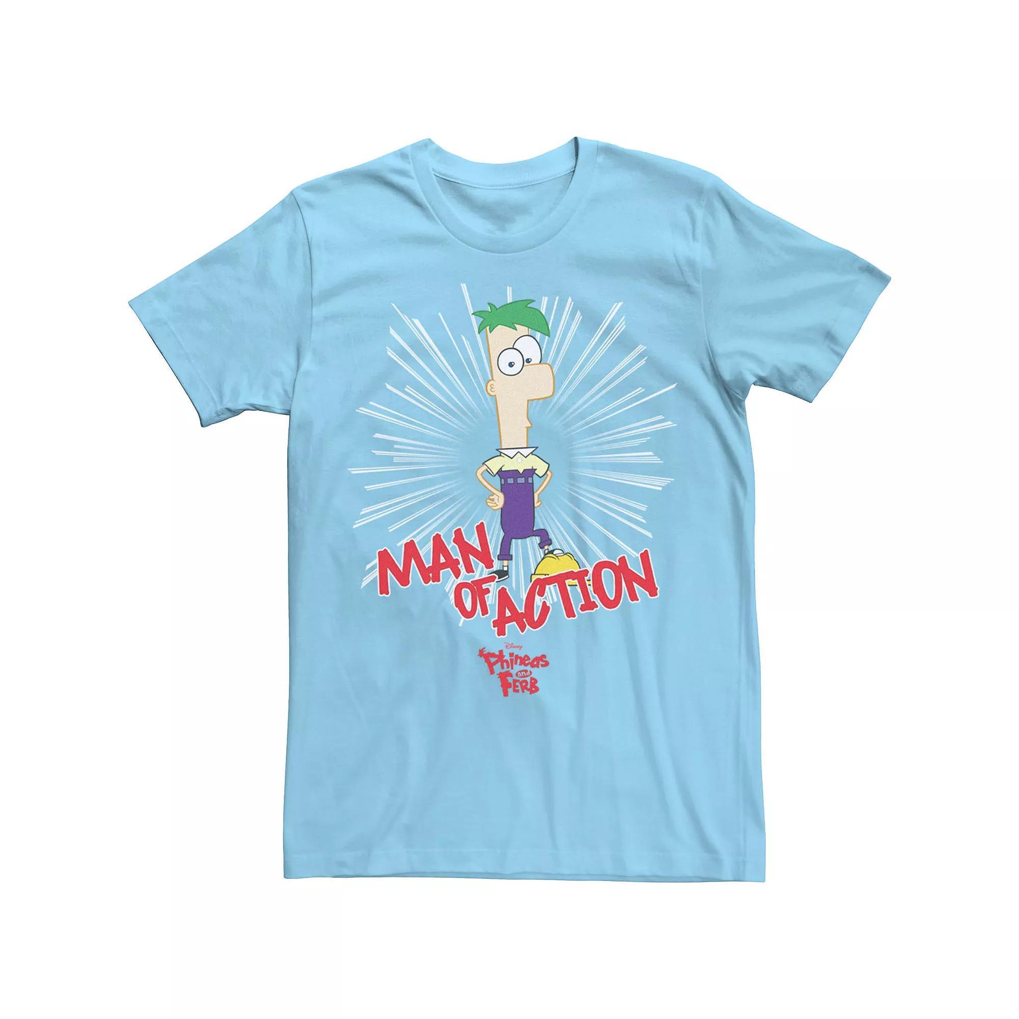 Disney's Phineas And Ferb Men's Man Of Action Tee, Size: Medium, Light Blue Product Image