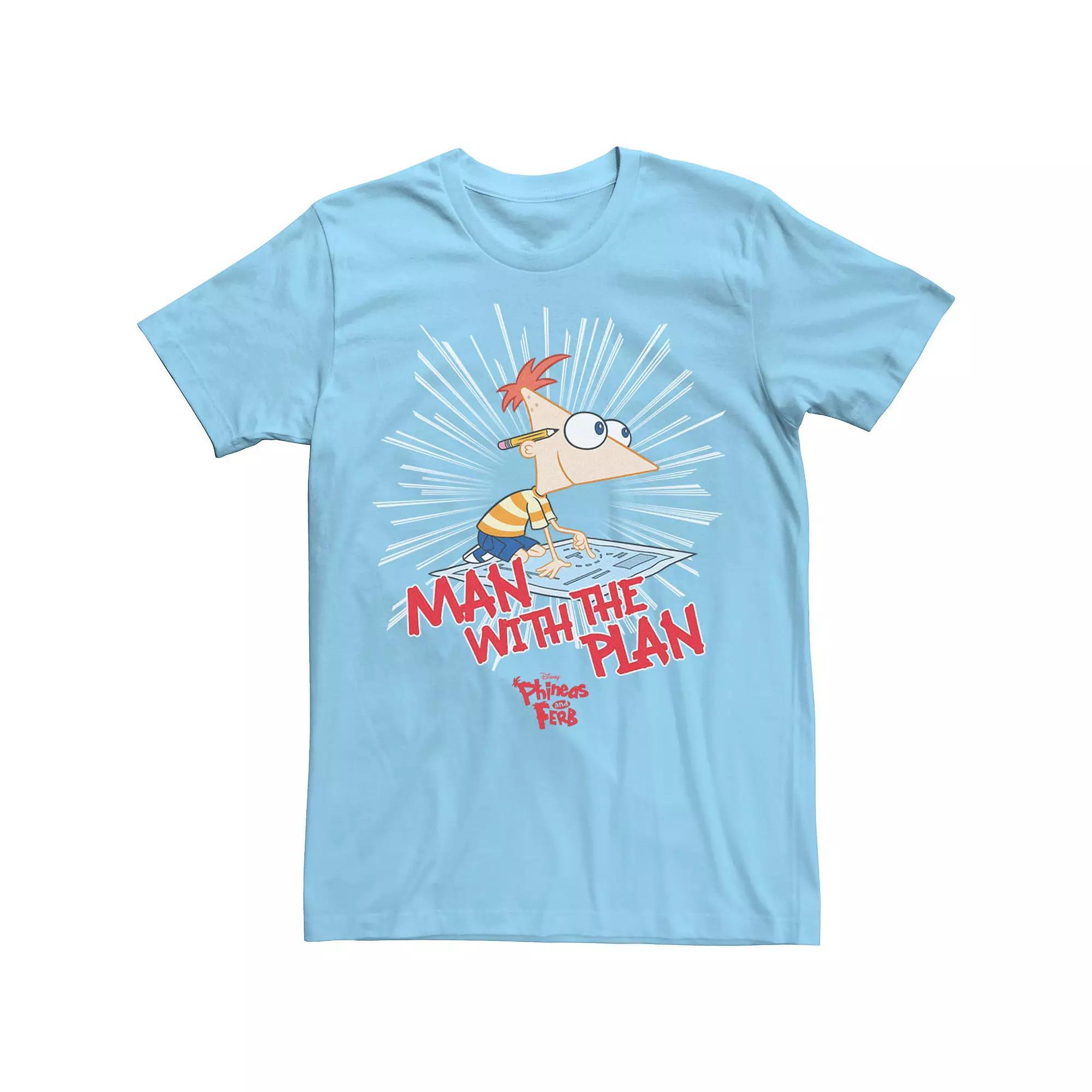 Disney's Phineas And Ferb Men's The Plan Man Tee, Size: 3XL, Light Blue Product Image
