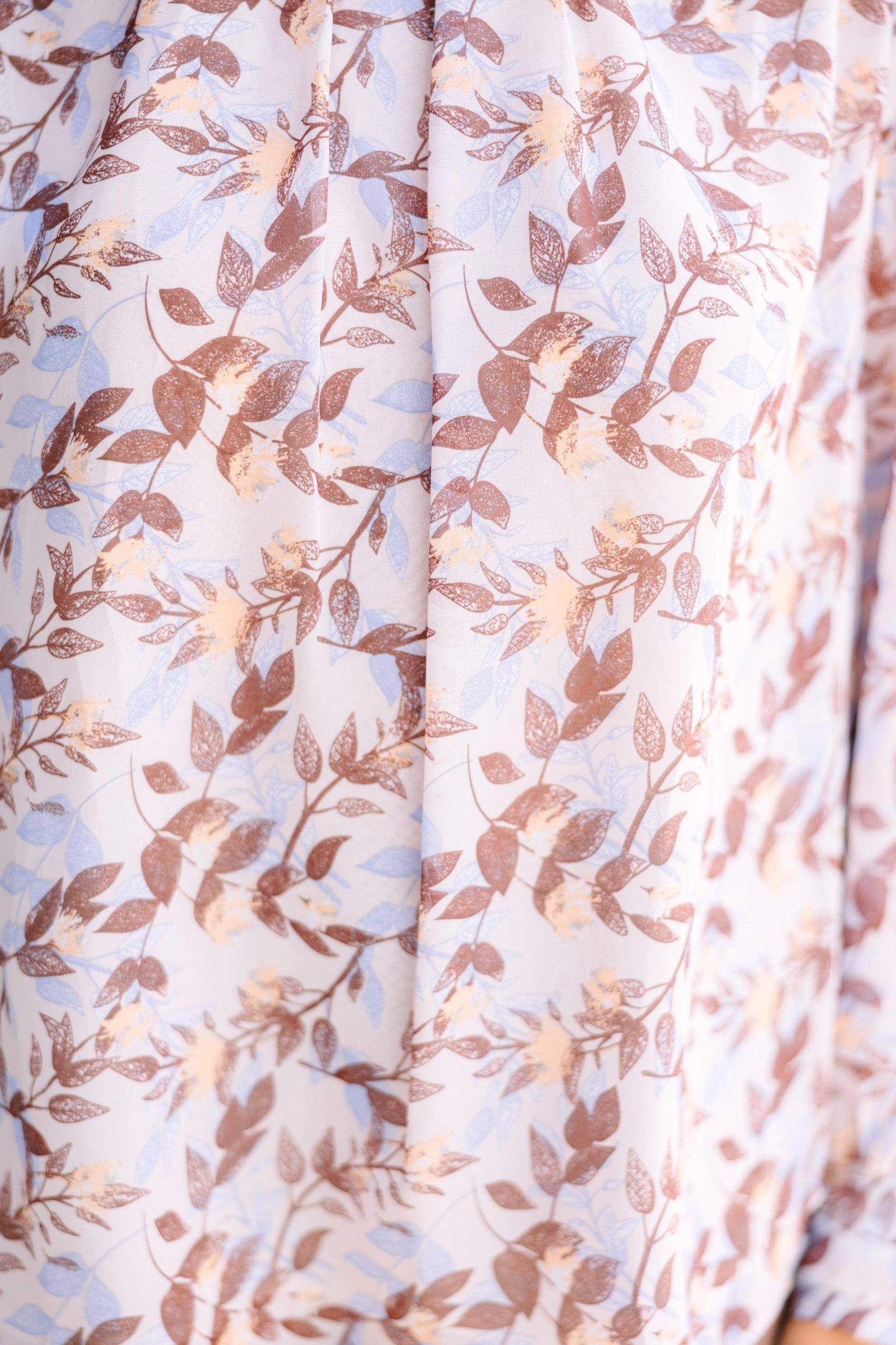 Watch Me Go Mocha Brown Leaf Printed Blouse Female Product Image