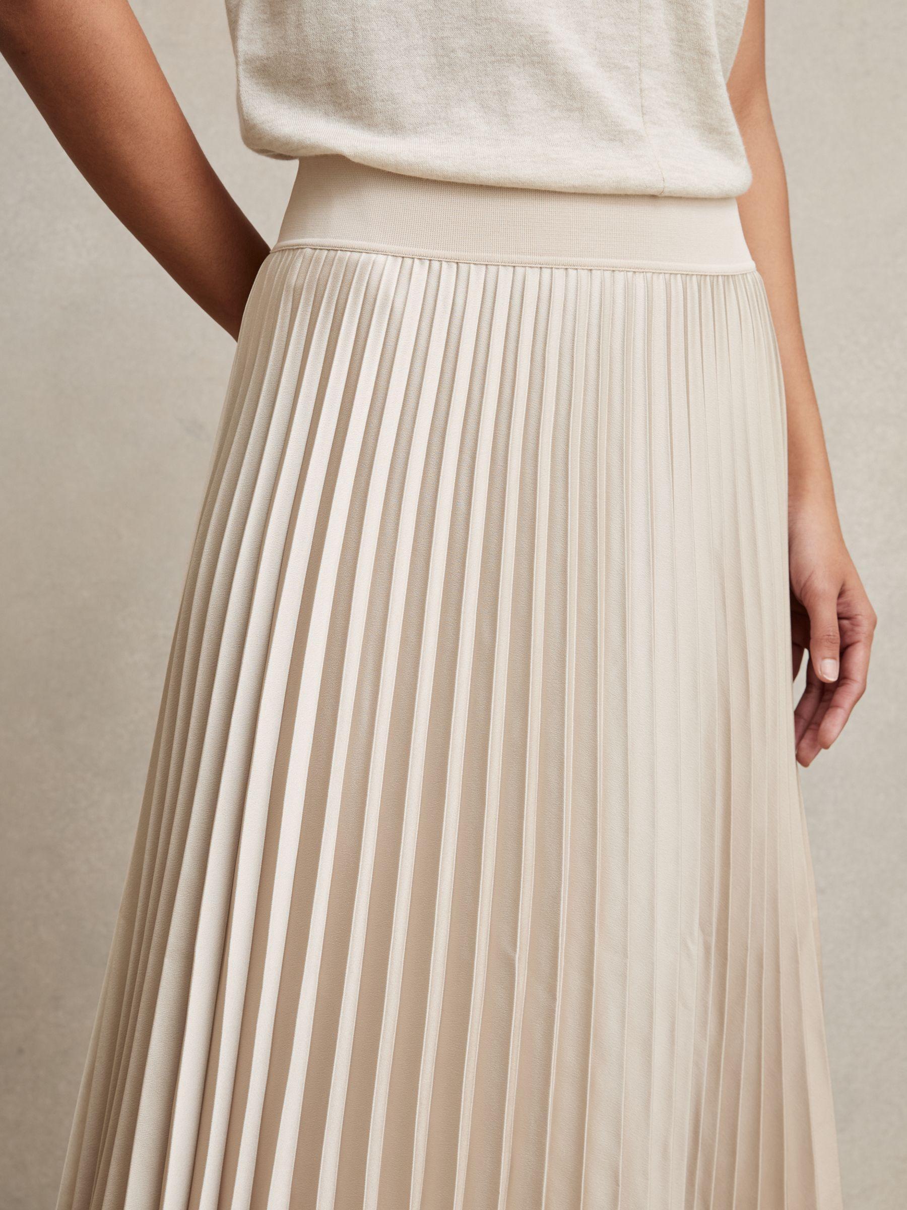 Pleated Midi Skirt in Champagne Neutral Product Image