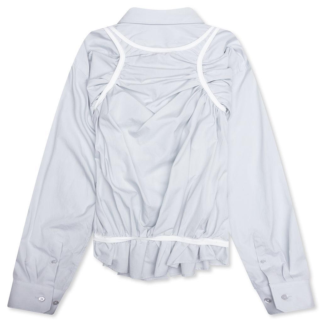 Loose Fit Button Shirt with White Accents - Light Blue Male Product Image