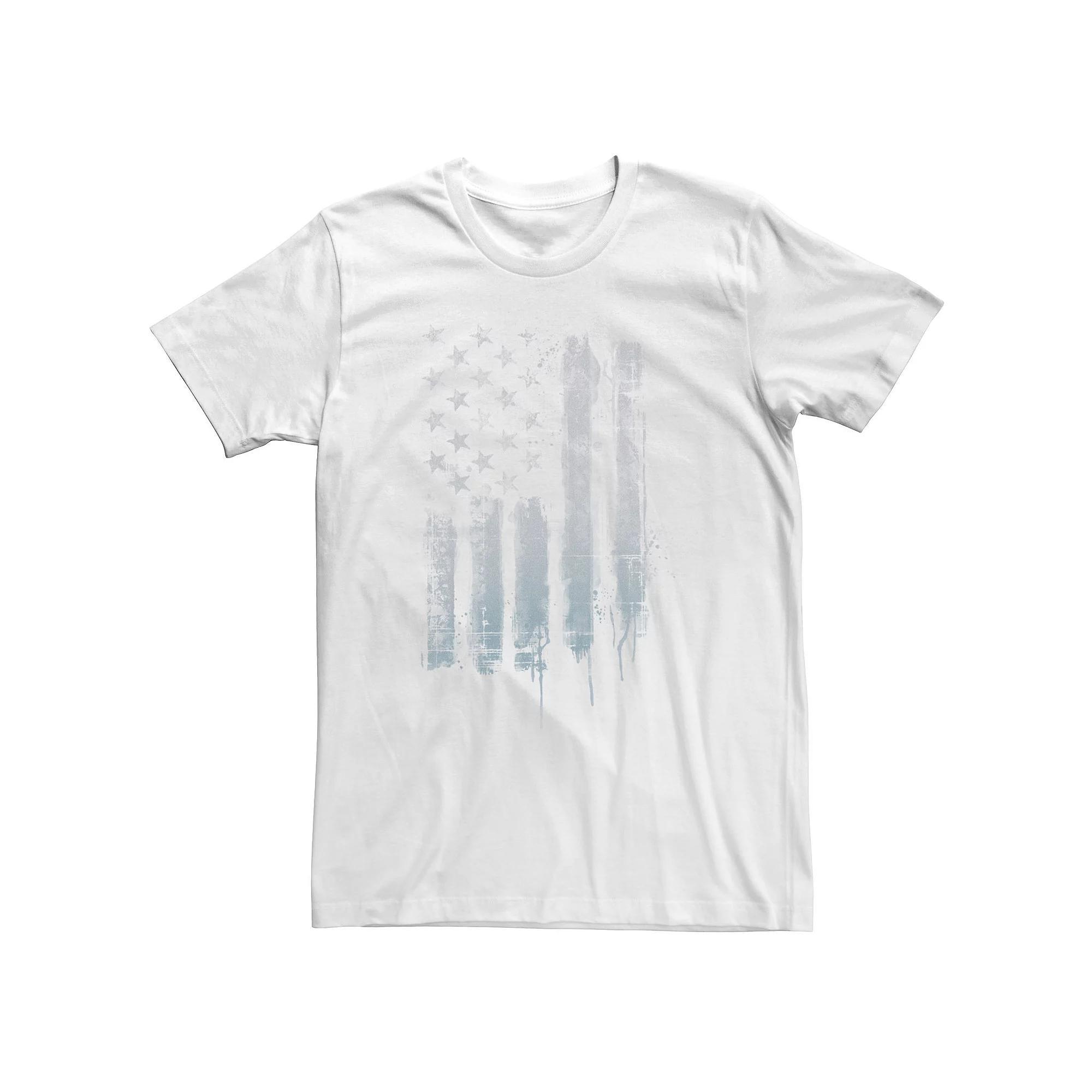 Big & Tall Americana Rustic American Flag Paint Drip Tee, Men's, Size: 4XL, White Product Image