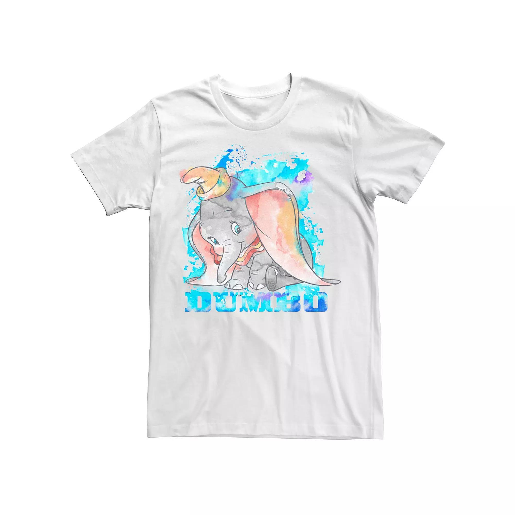 Disney's Dumbo Classic Watercolor Splatter Portrait Men's Tee, Size: XL, White Product Image