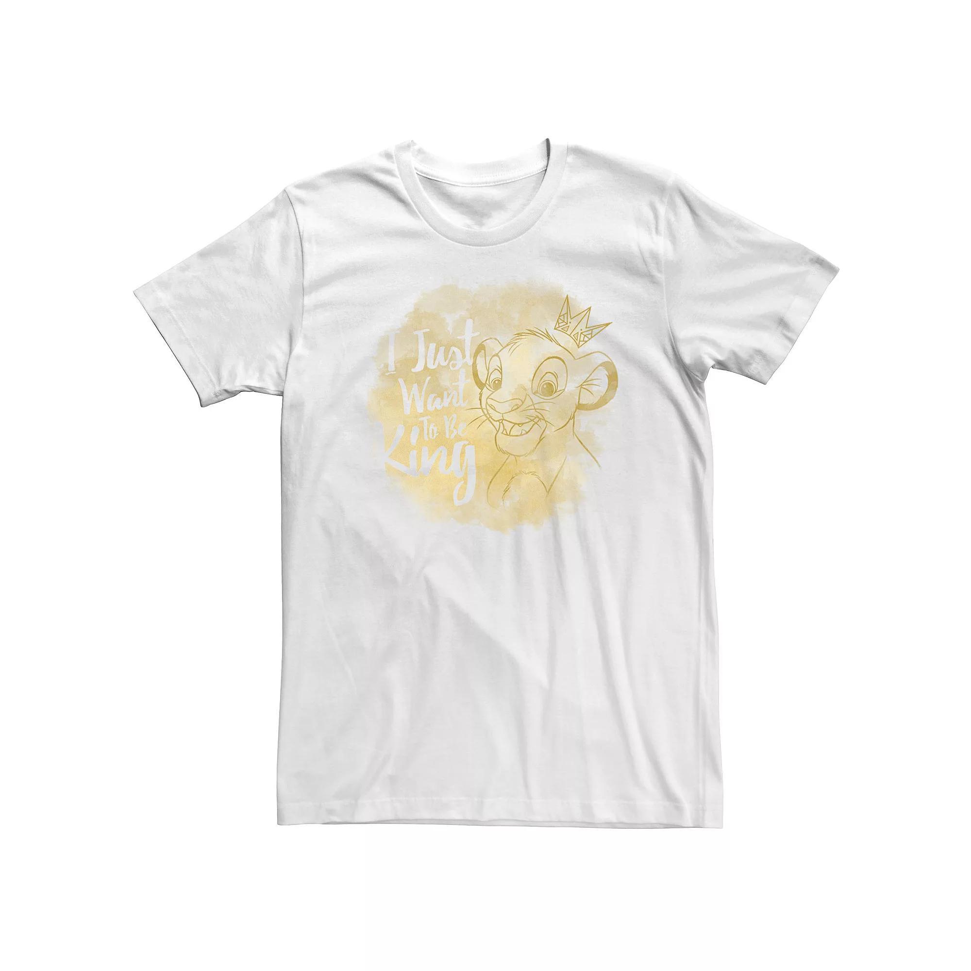 Big & Tall Disney The Lion King I Just Want To Be King Watercolor Portrait Tee, Men's, Size: XL Tall, White Product Image