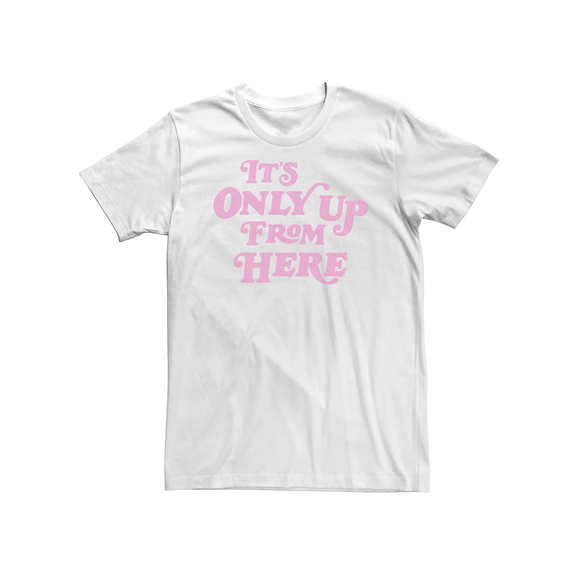 Big & Tall Trendy "It's Only Up From Here" Text Tee, Men's, Size: 4XLT, White Product Image