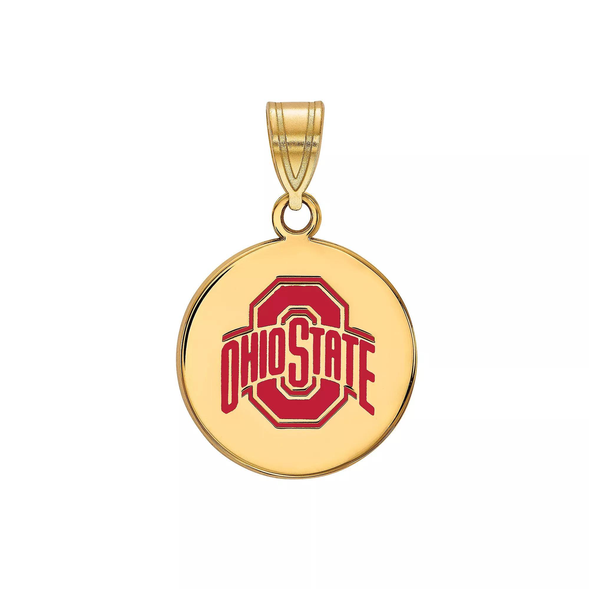 LogoArt 14k Gold over Sterling Silver Ohio State Buckeyes Enamel Disc Pendant, Women's, Size: 22 mm, 14k Gold Plated Product Image