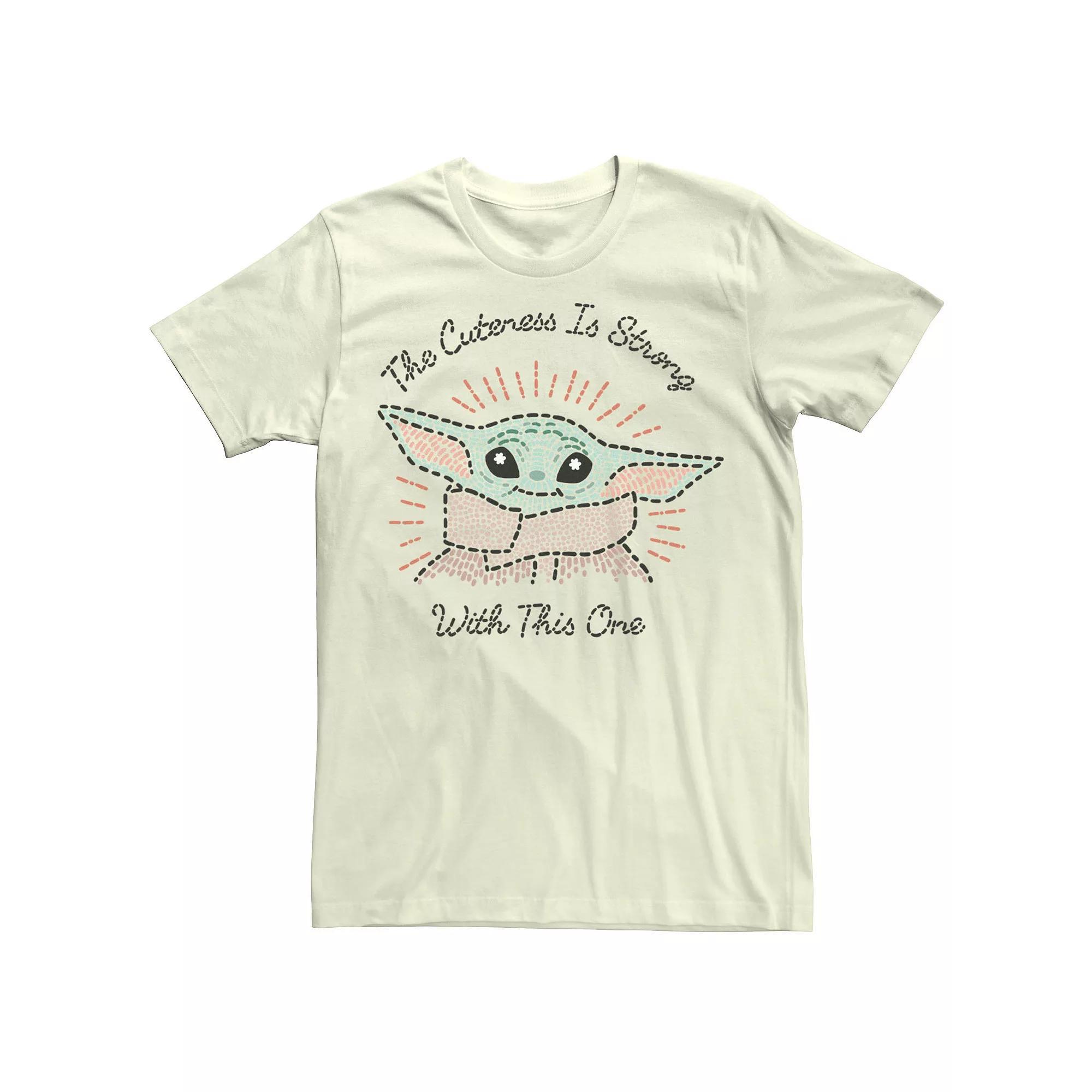 Men's The Mandalorian The Child Aka Baby Yoda Cuteness Is Strong Tee, Size: 3XL, Natural Product Image