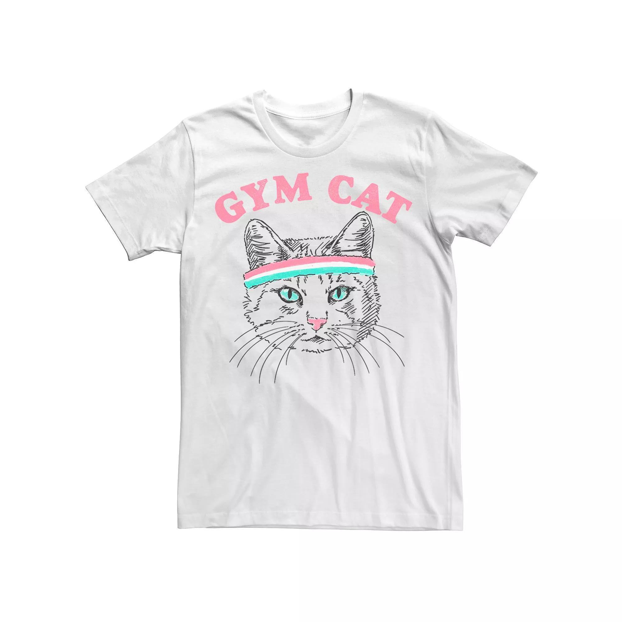 Mens Gym Cat Outline With Headband Tee Product Image