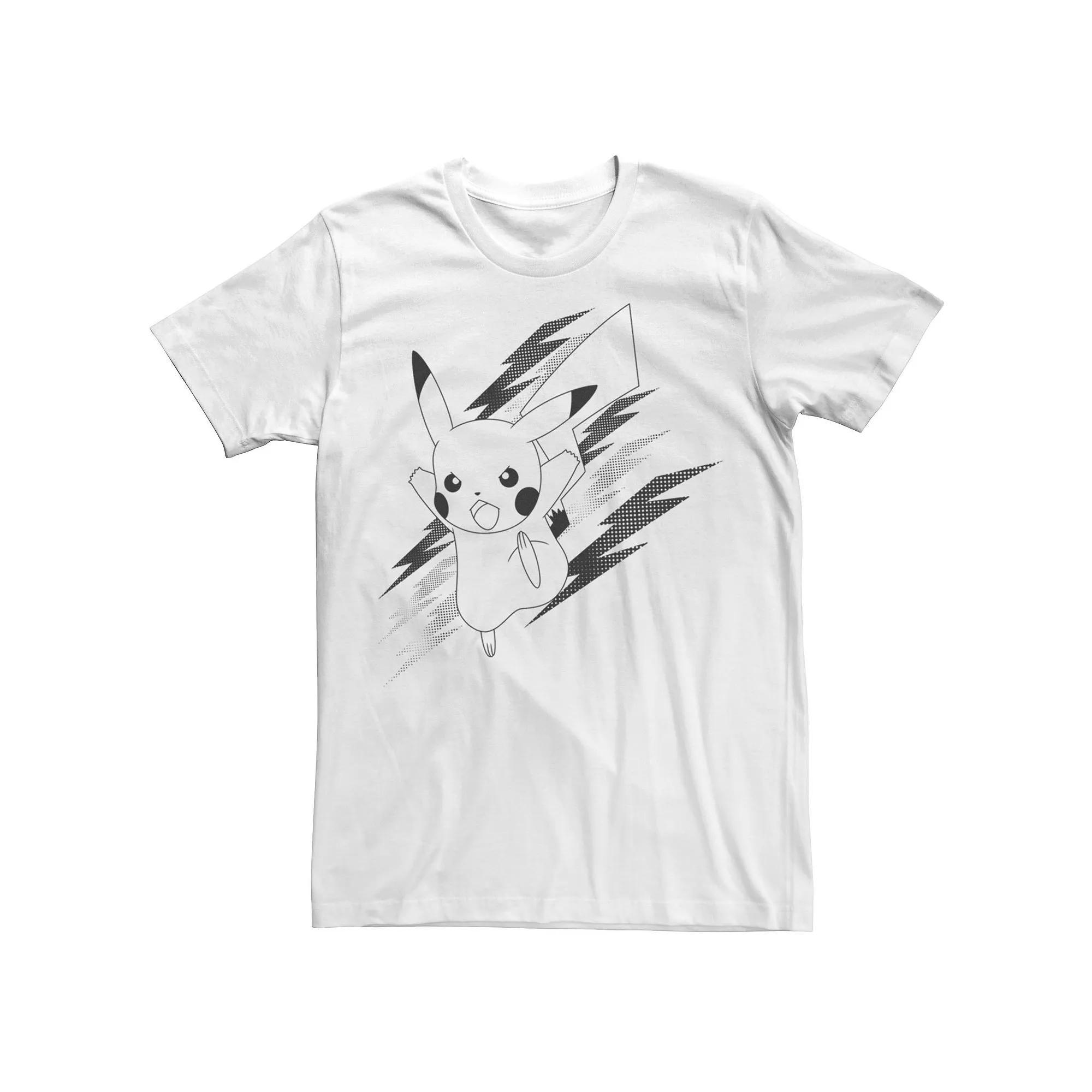 Men's Pokemon Pikachu Lightning Bolts Tee, Size: Large, White Product Image