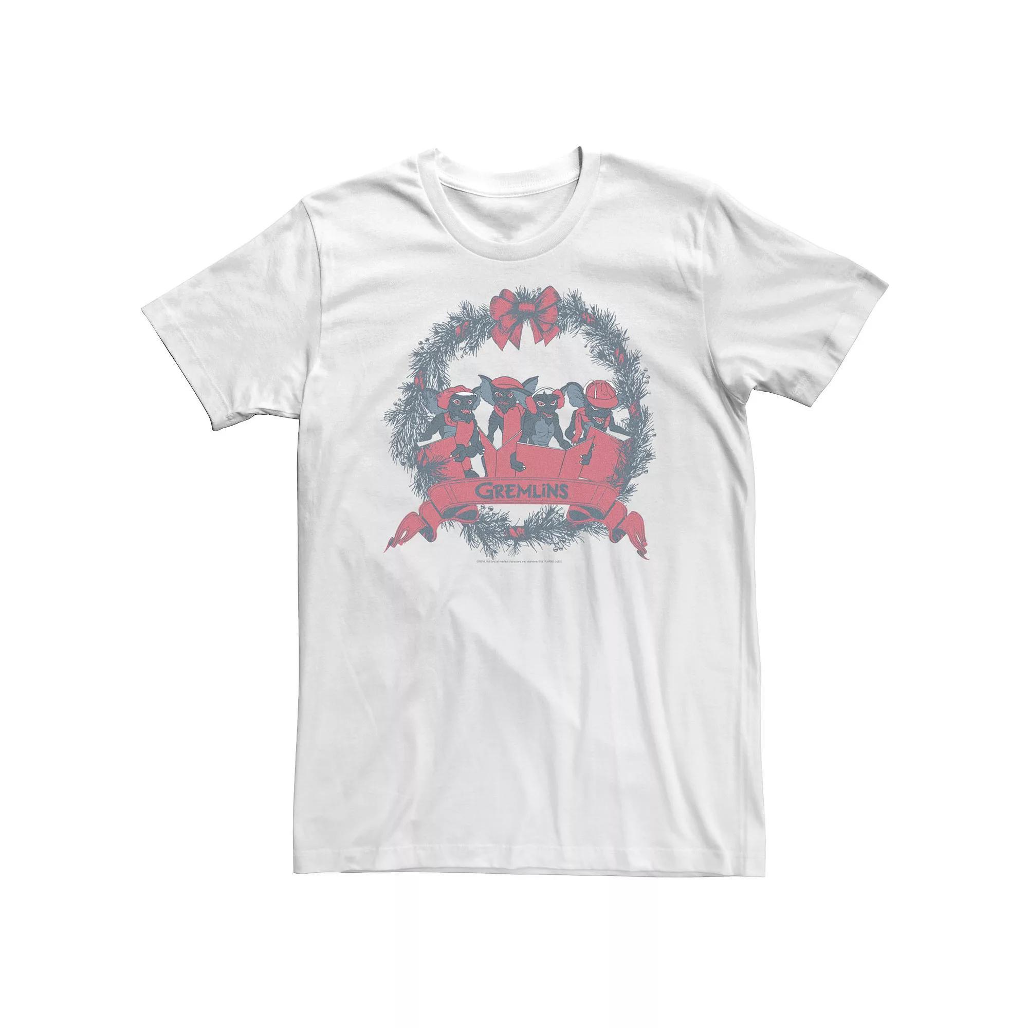 Big & Tall Gremlins Christmas Wreath Group Shot Tee, Men's, Size: 5XL, White Product Image