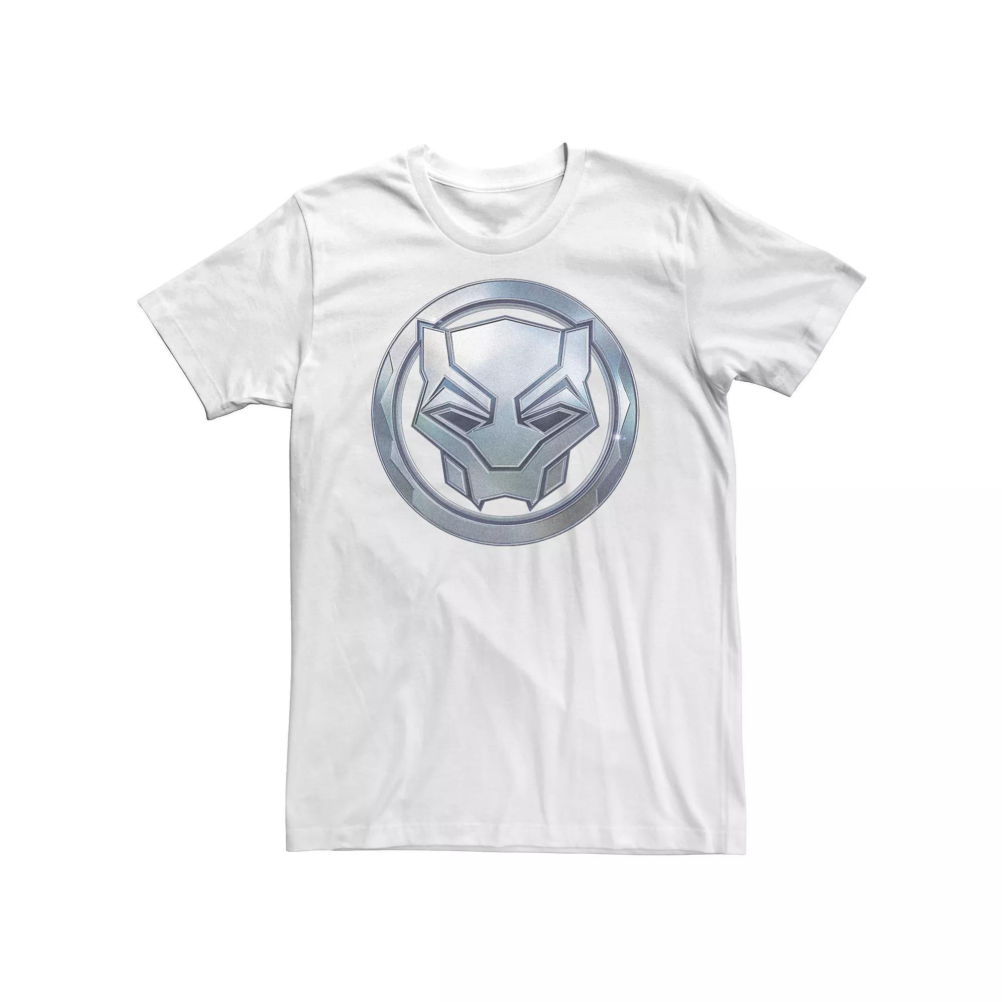 Men's Marvel Wakanda Forever Metallic Black Panther Icon Tee, Size: XS, White Product Image