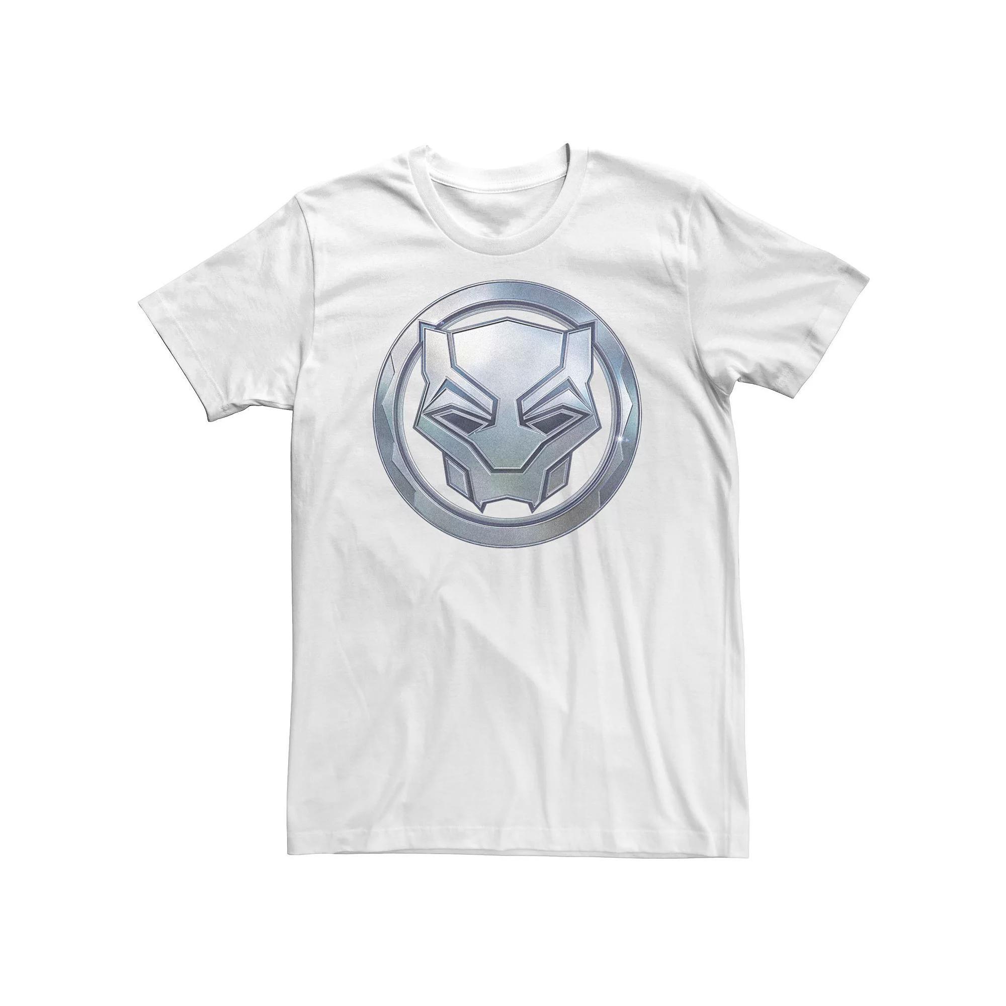 Men's Marvel Wakanda Forever Metallic Black Panther Icon Tee, Size: XS, White Product Image